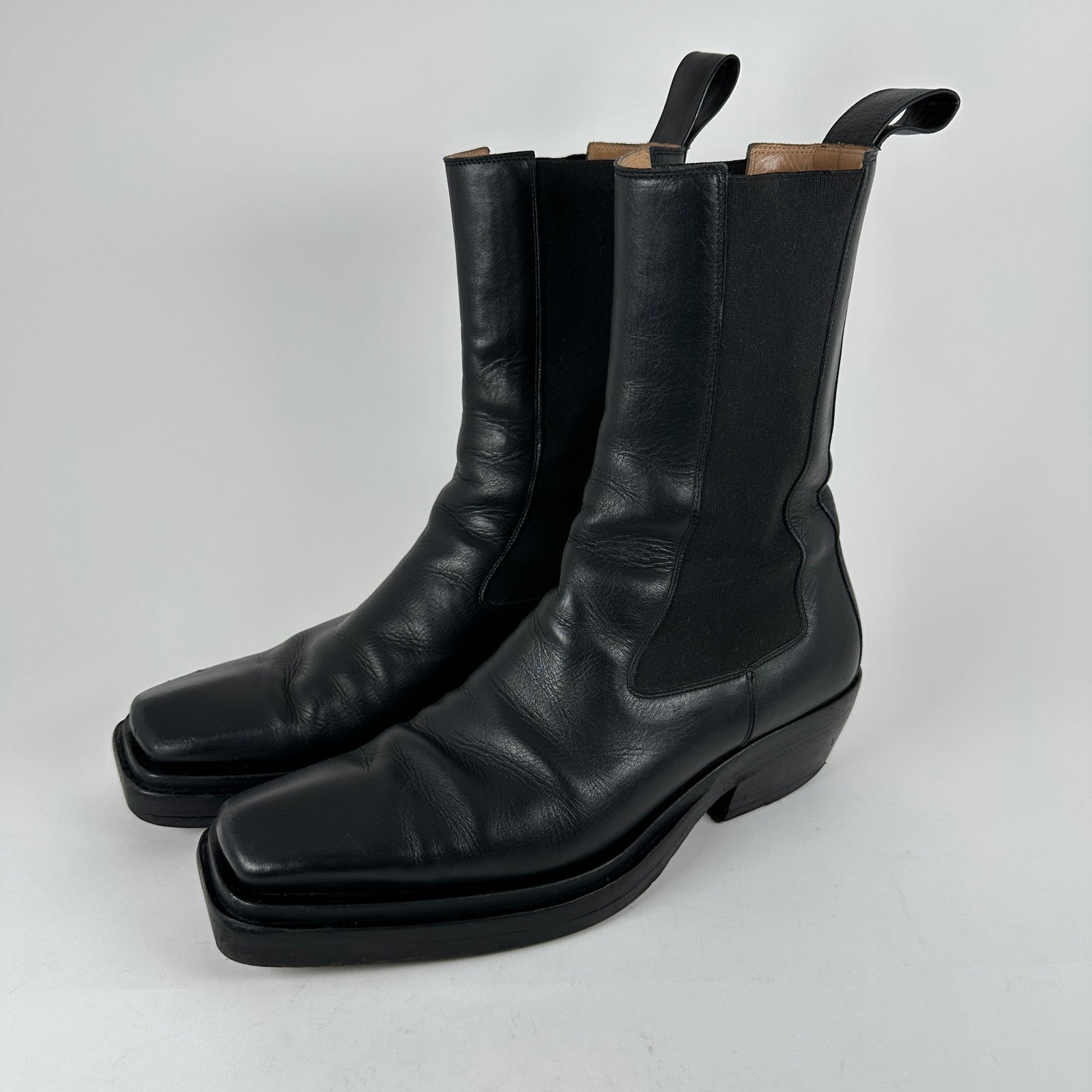 Bottega Veneta Lean Black Leather Boots Size 43.5