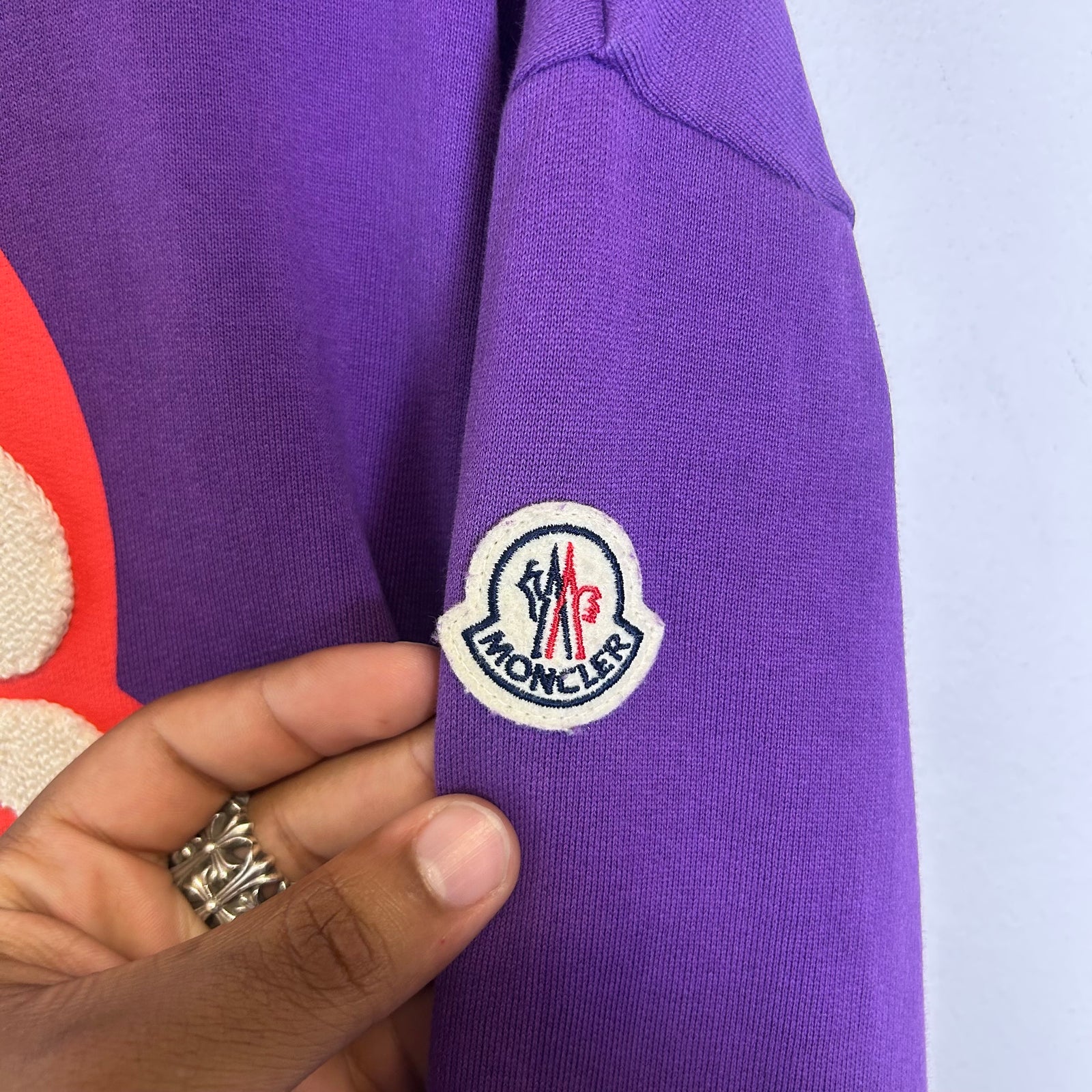 Moncer Purple Applique Patch Logo Crewneck