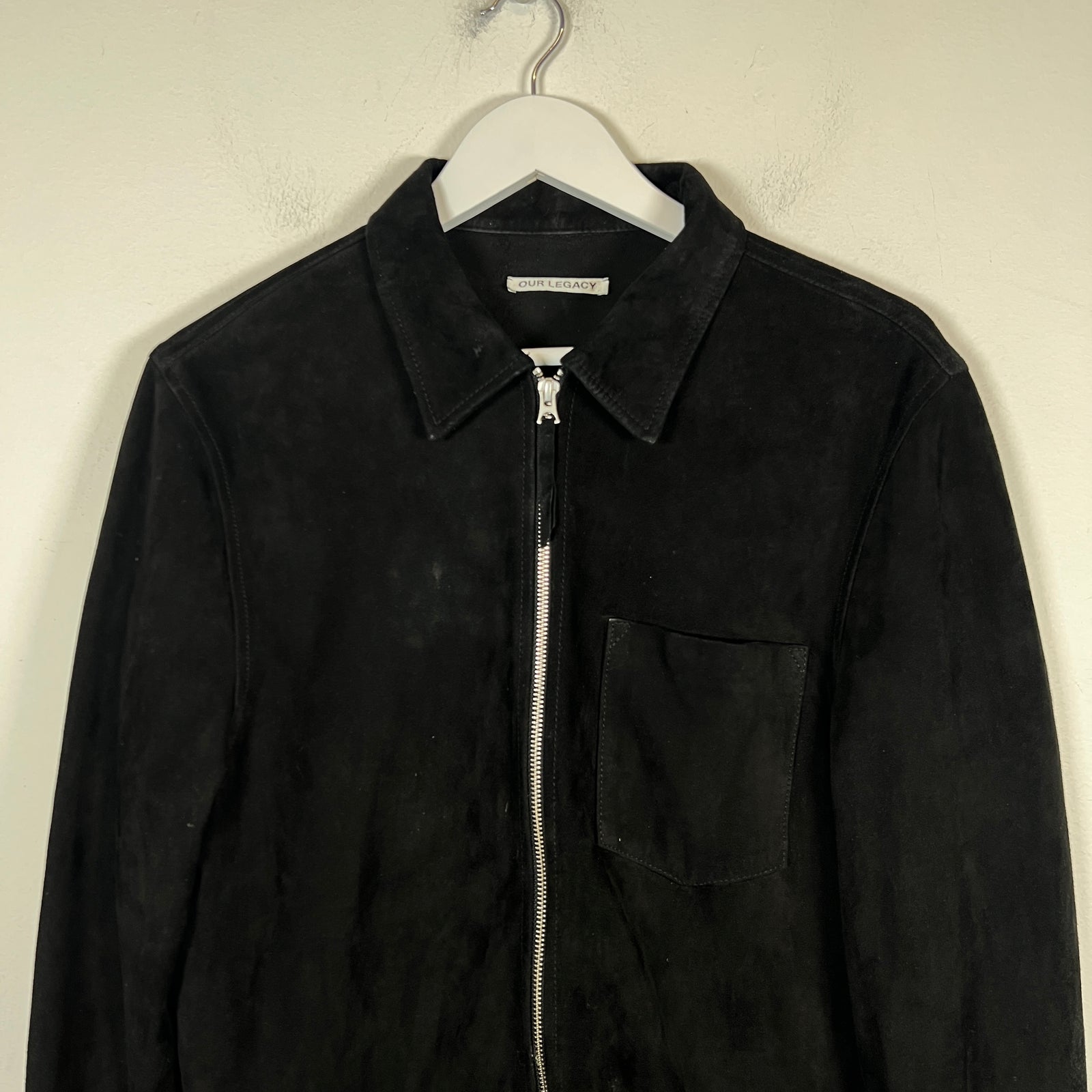 Our Legacy Black Suede Zip Up Jacket Size M