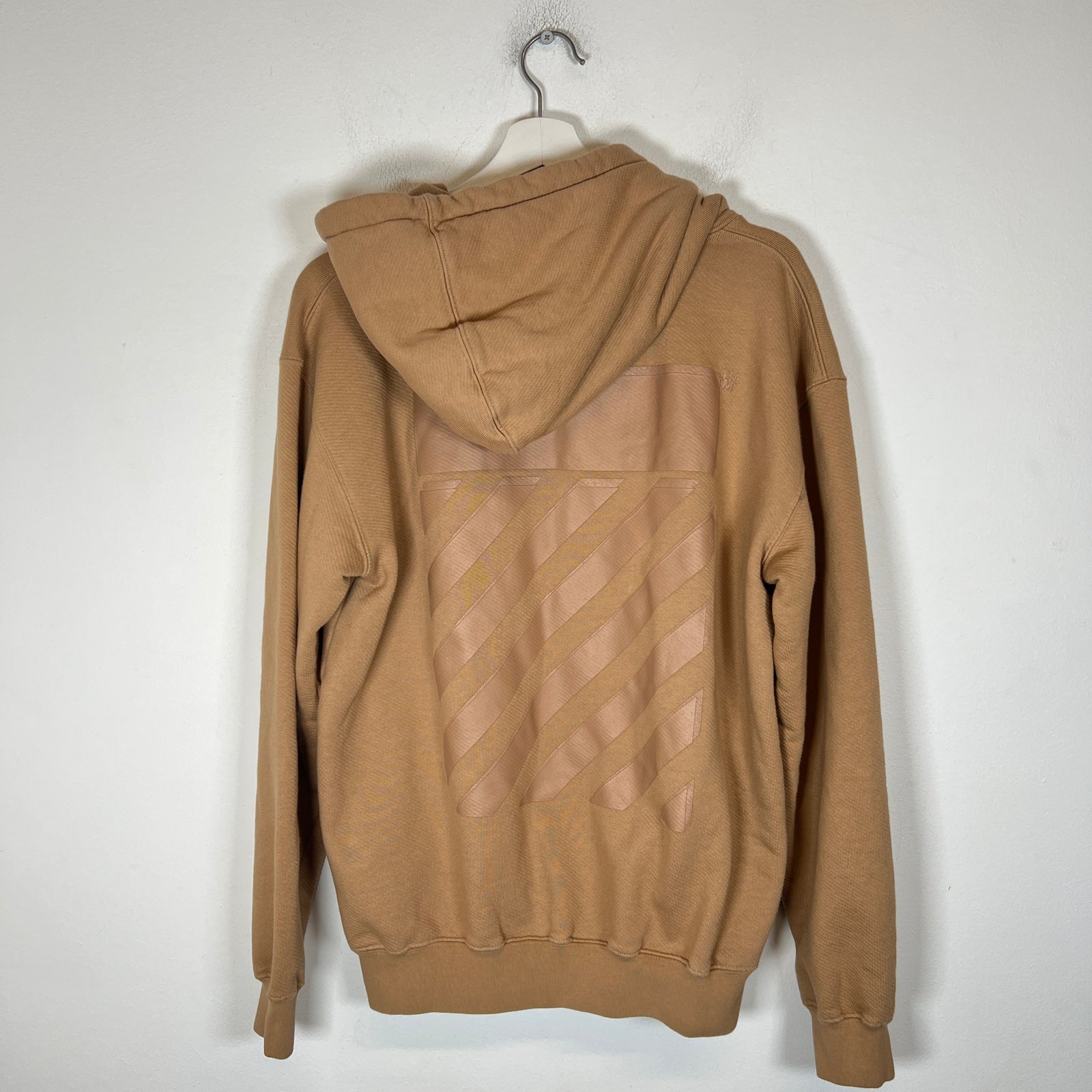 Off-White Brown Diagonal Logo Hoodie Size S