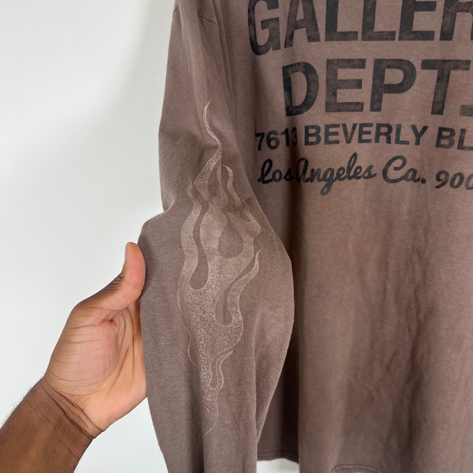 Gallery Dept Brown Flame Distressed Longsleeve Size L