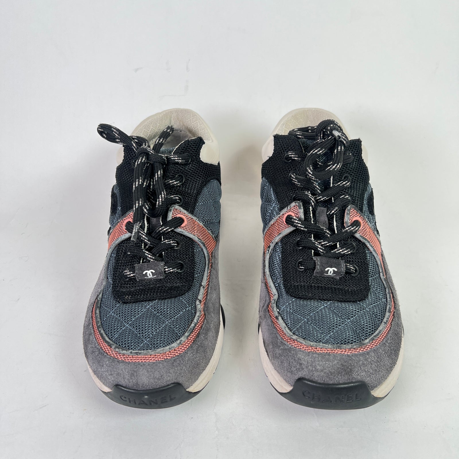 Chanel Grey/Pink Interlocking CC Runners