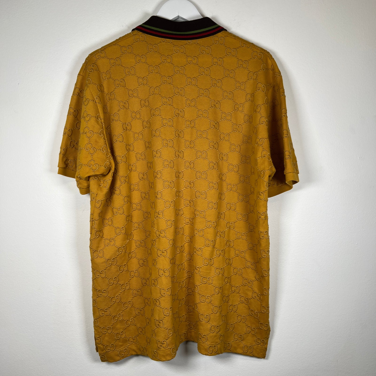 Gucci Yellow Embroidered GG Polo Size L