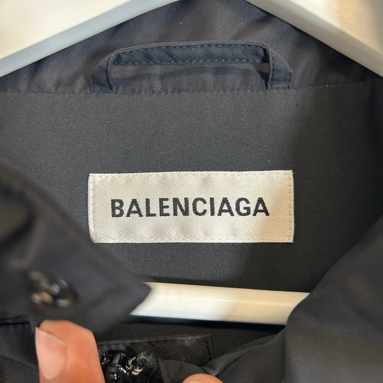 Balenciaga Black Logo Nylon Rain Jacket Size 34