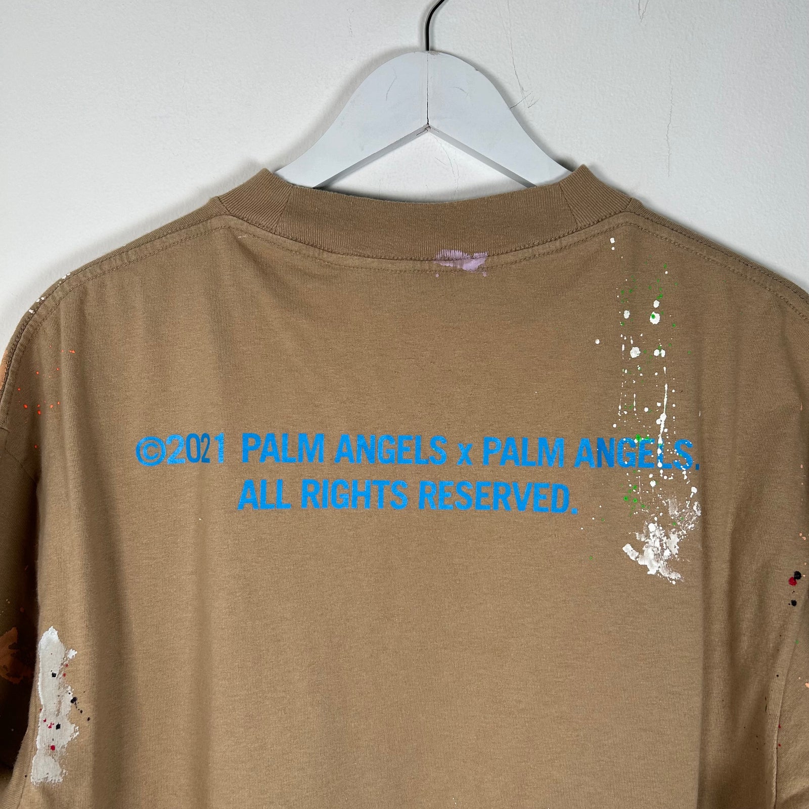 Palm Angels Paint Splatter Brown T-Shirt Size M