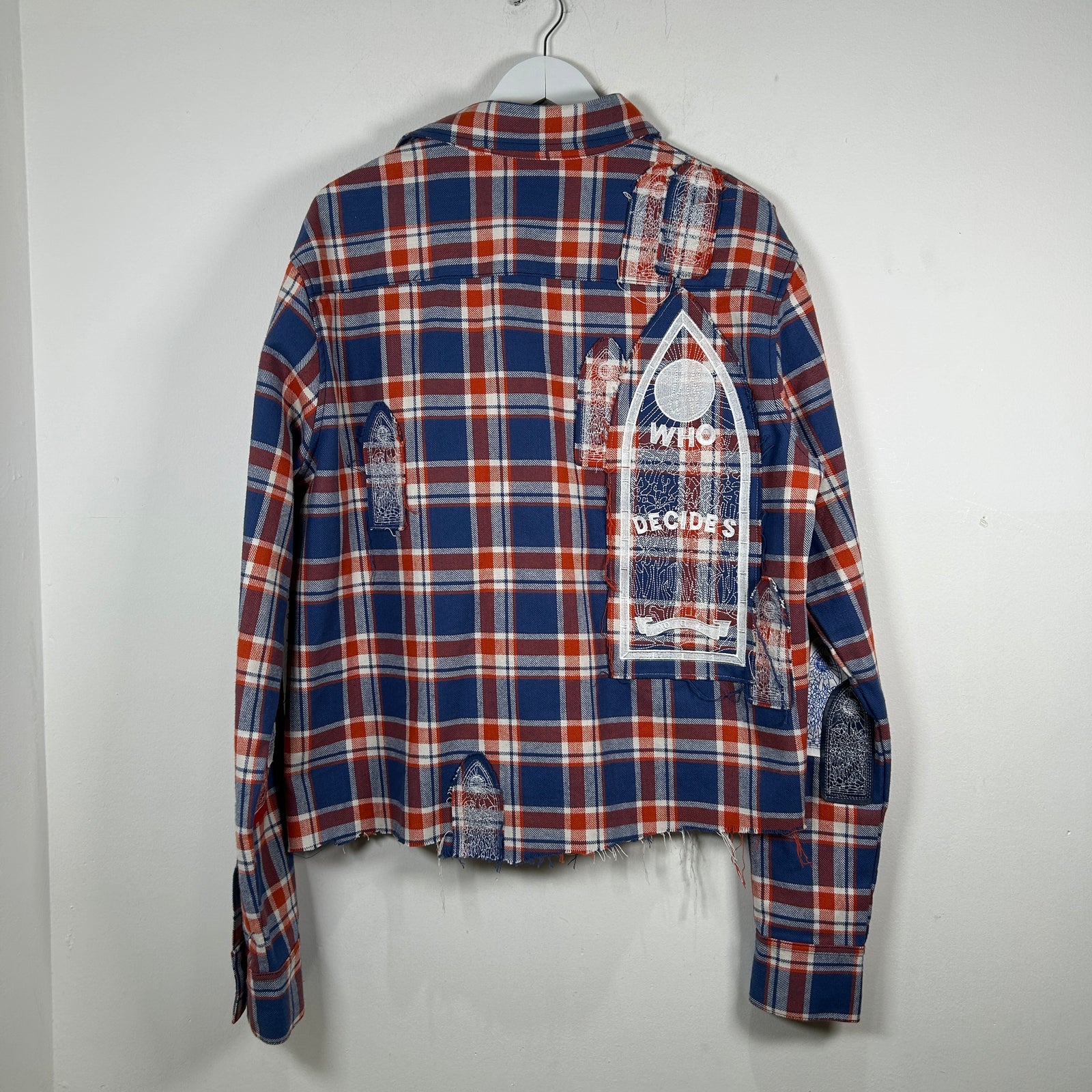 Who Decides Orange/Blue 'Stained Glass' Flannel Size L
