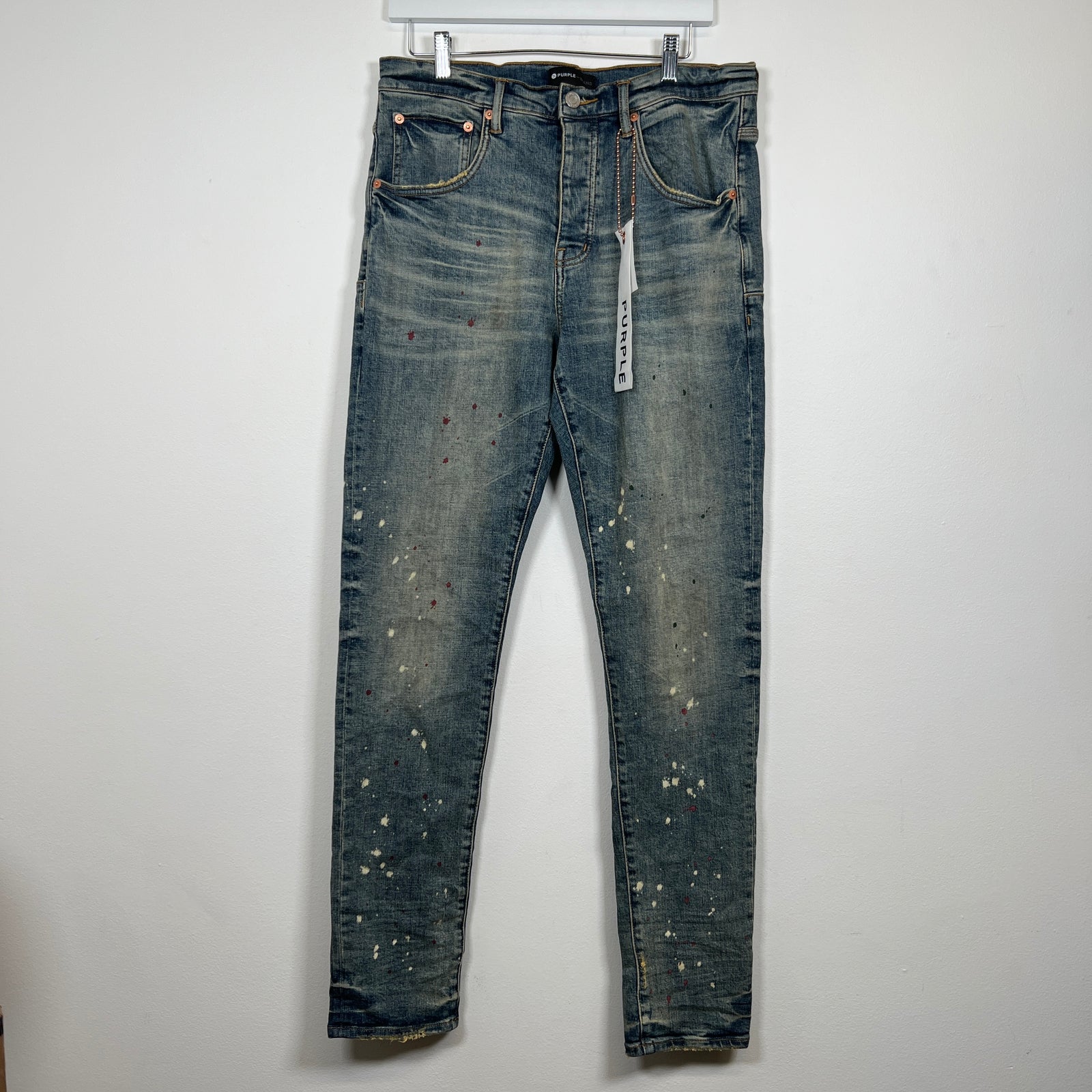 Purple Lightwash Paint Splatter Jeans Size 33