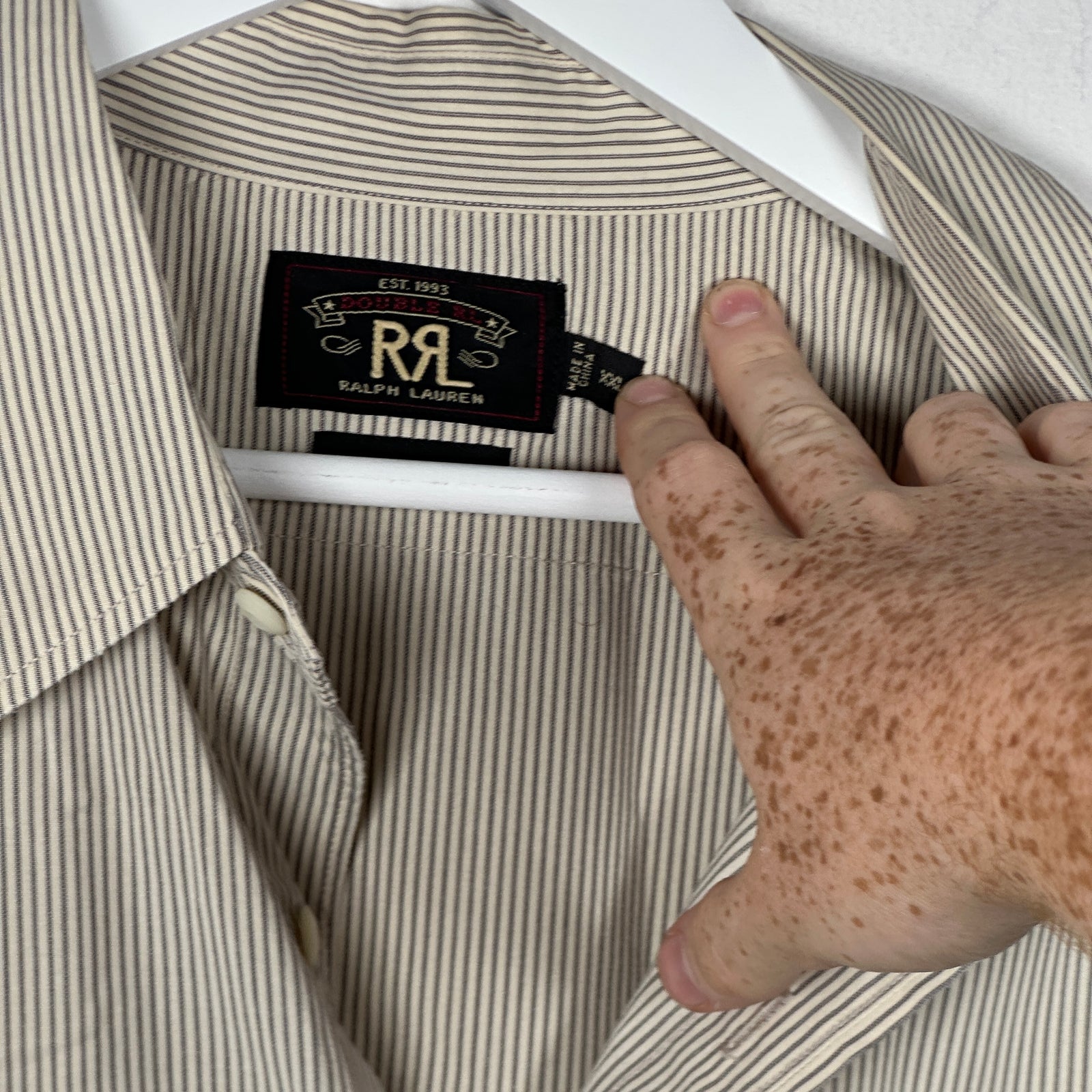 RRL Striped Button Up Shirt Size XXL