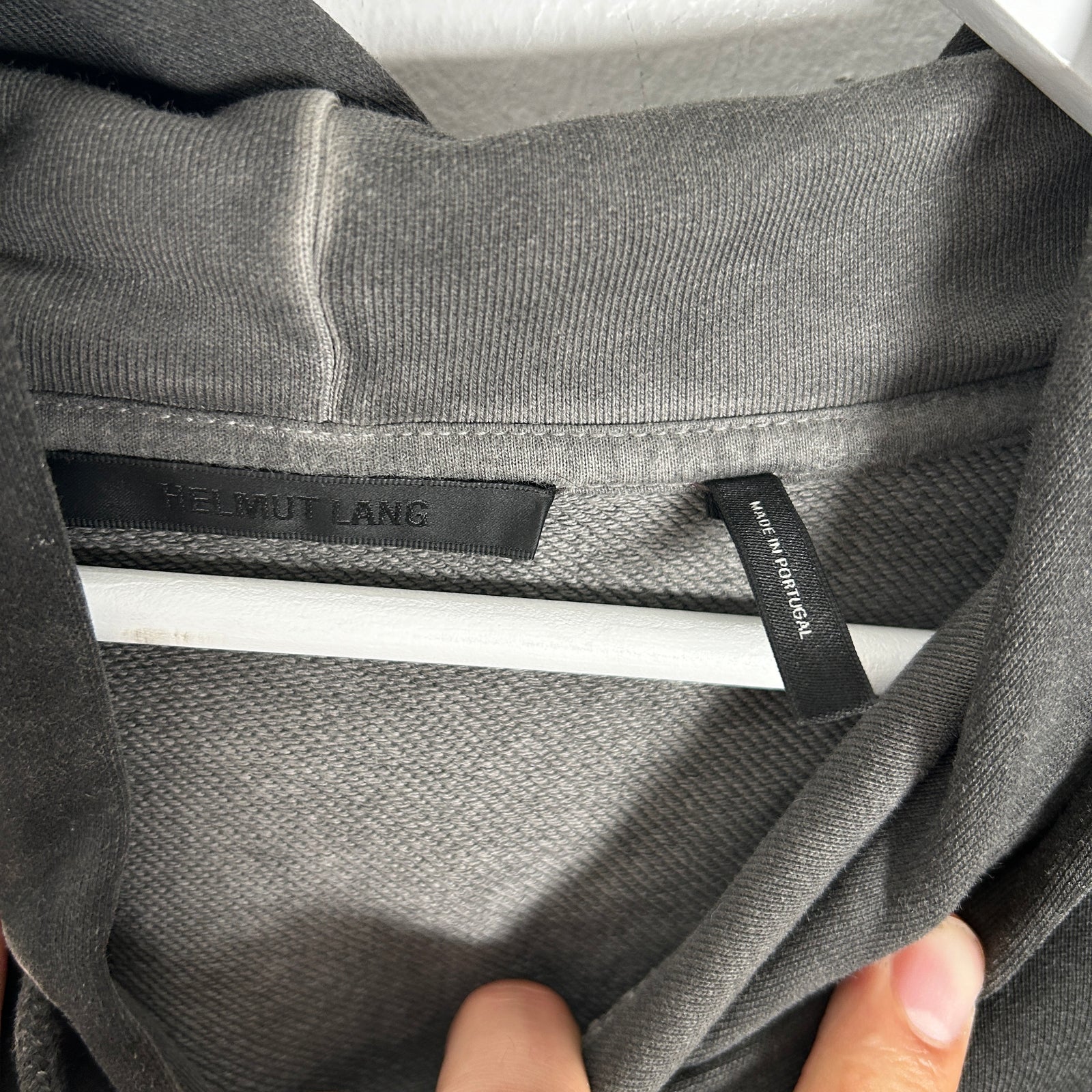 Helmut Lang Grey Logo Hoodie Size M