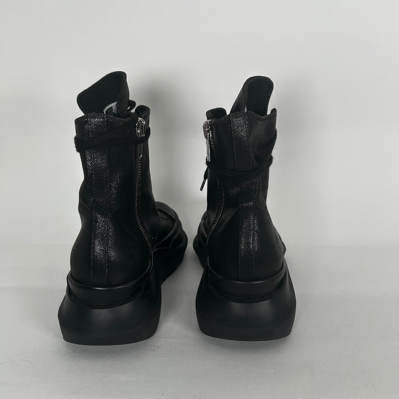 Rick Owens Black Waxed Abstract Ramones Sneaker Size 42.5