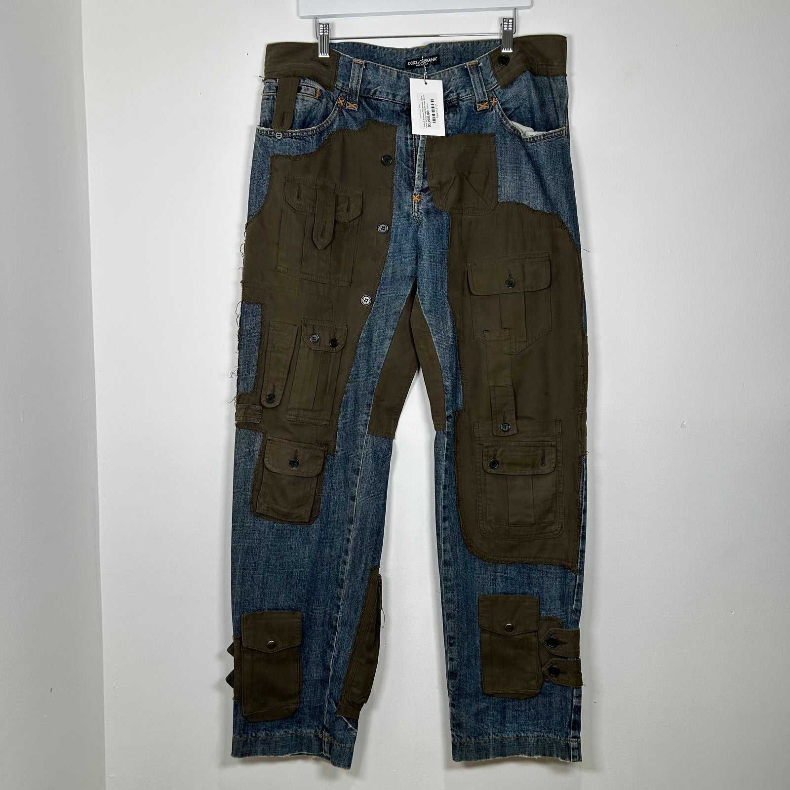 Dolce & Gabbana FW05 Runway Version Hybrid Docking Cargo Denim Jeans Size 38