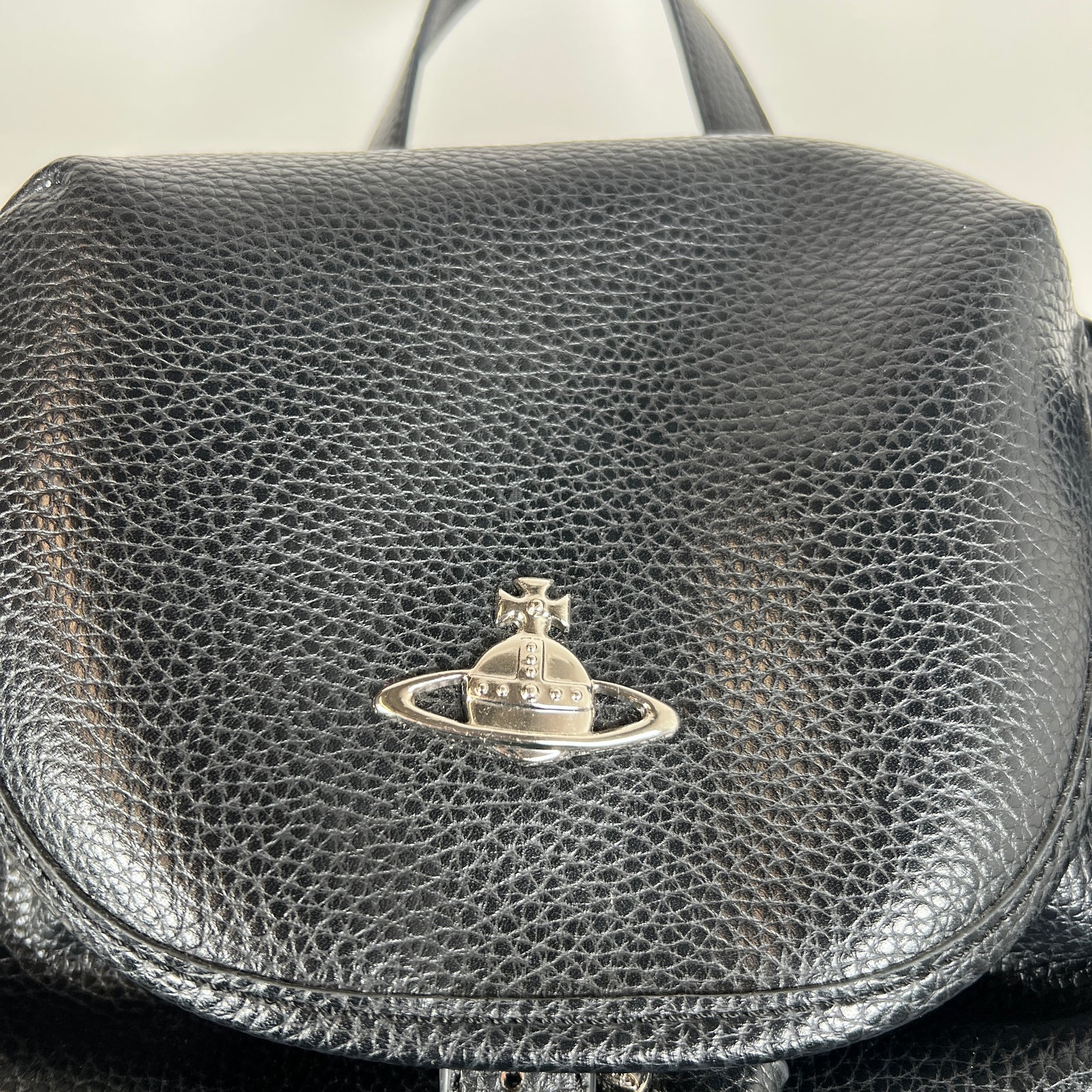 Vivienne Westwood Black Orb Leather Backpack