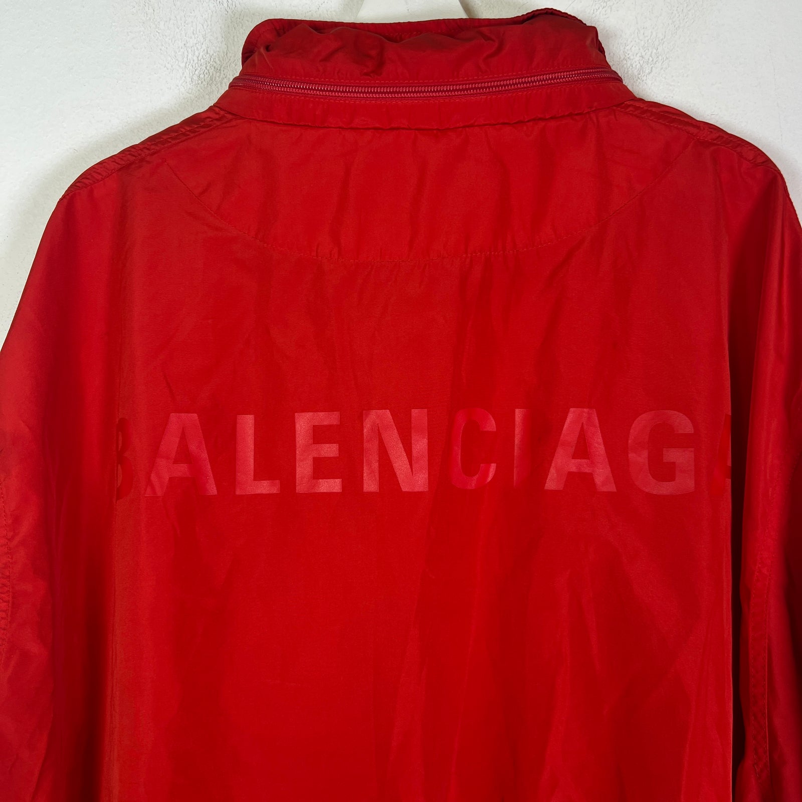 Balenciaga Red Tonal Logo Windbreaker