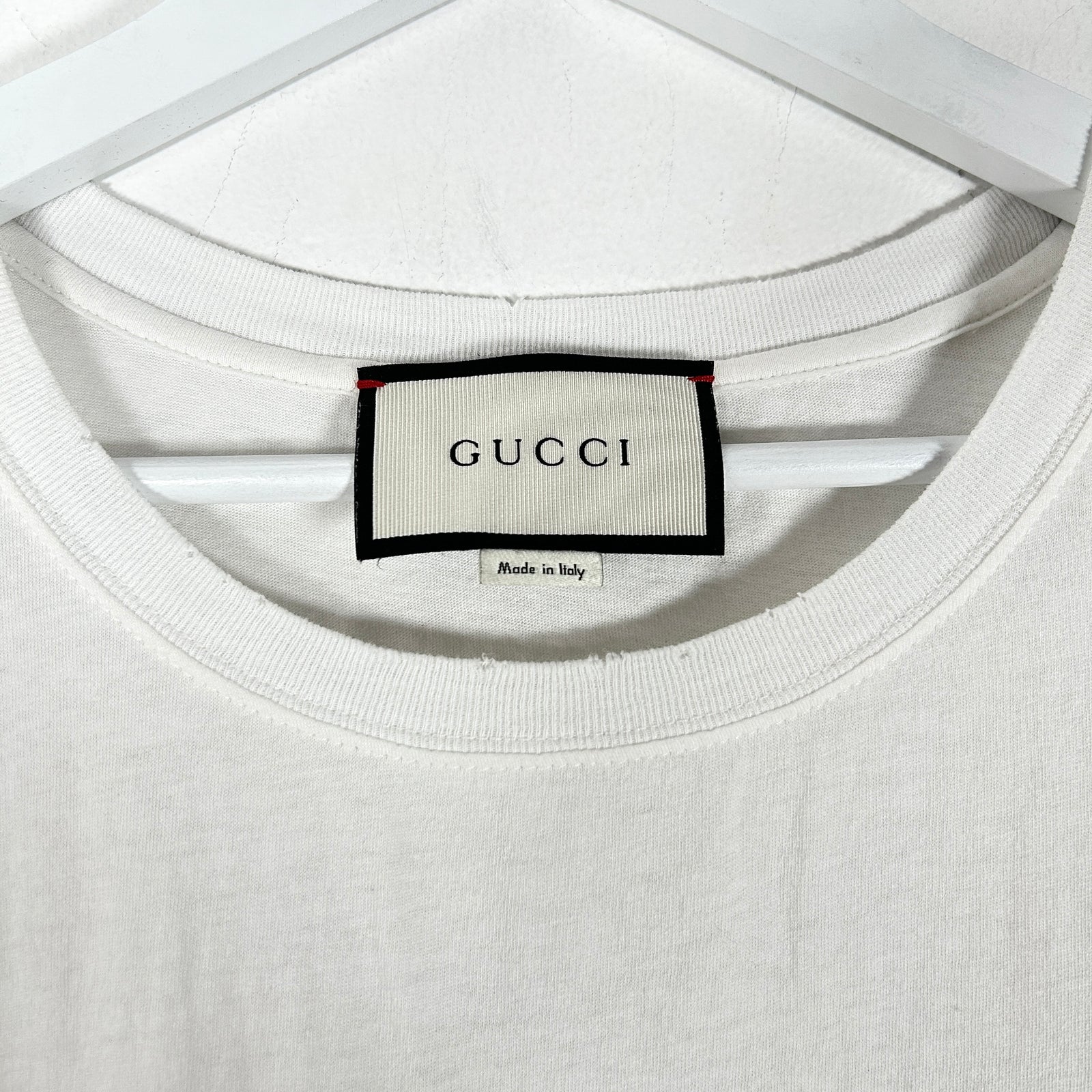 Gucci White Graphic T-Shirt Size M