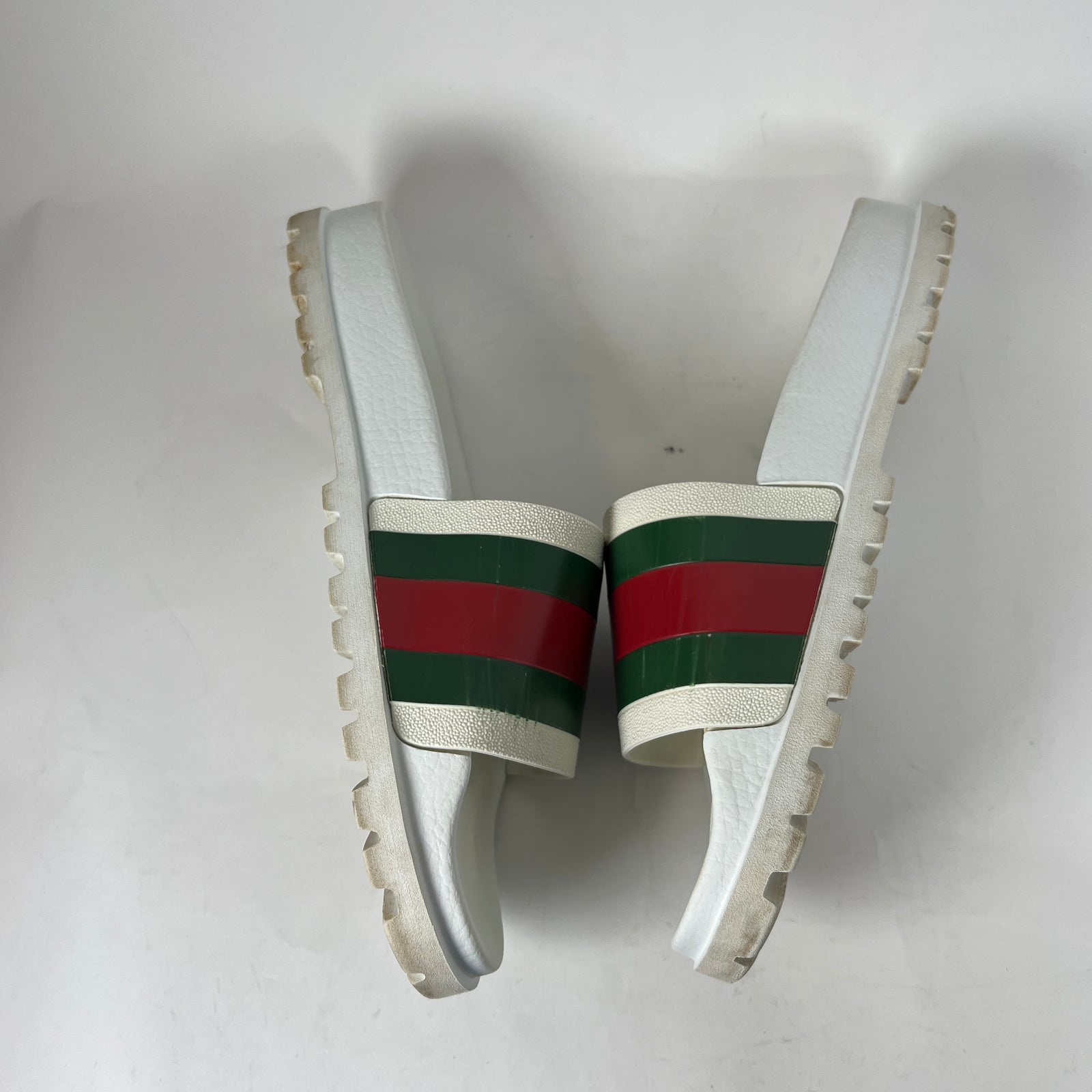 Gucci White Web Rubber Sandals Size GG 9