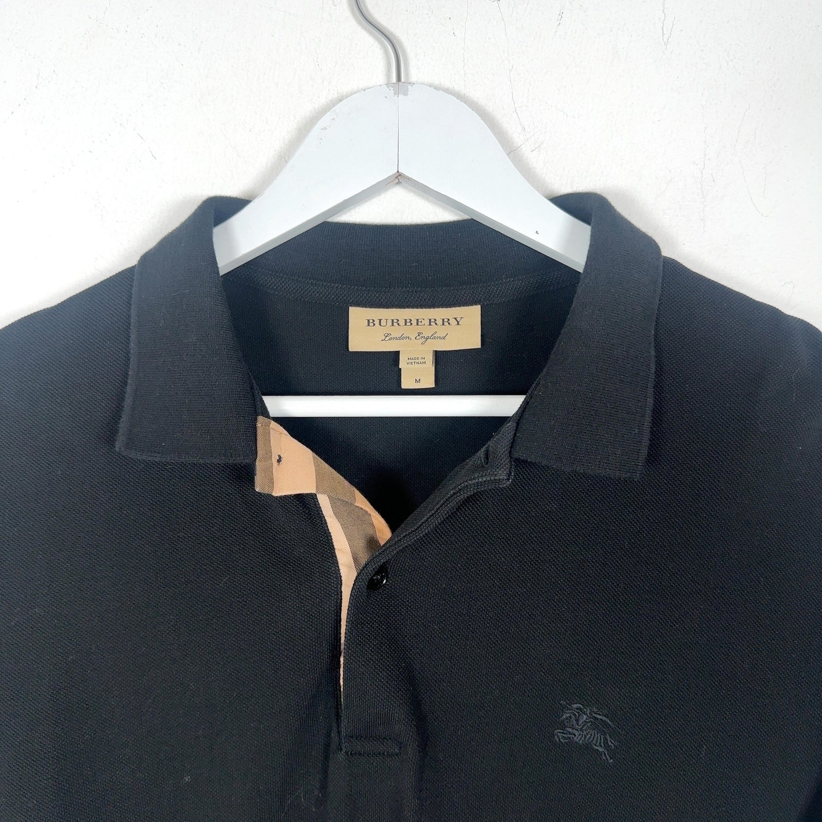Burberry 1/4 Button Black Polo