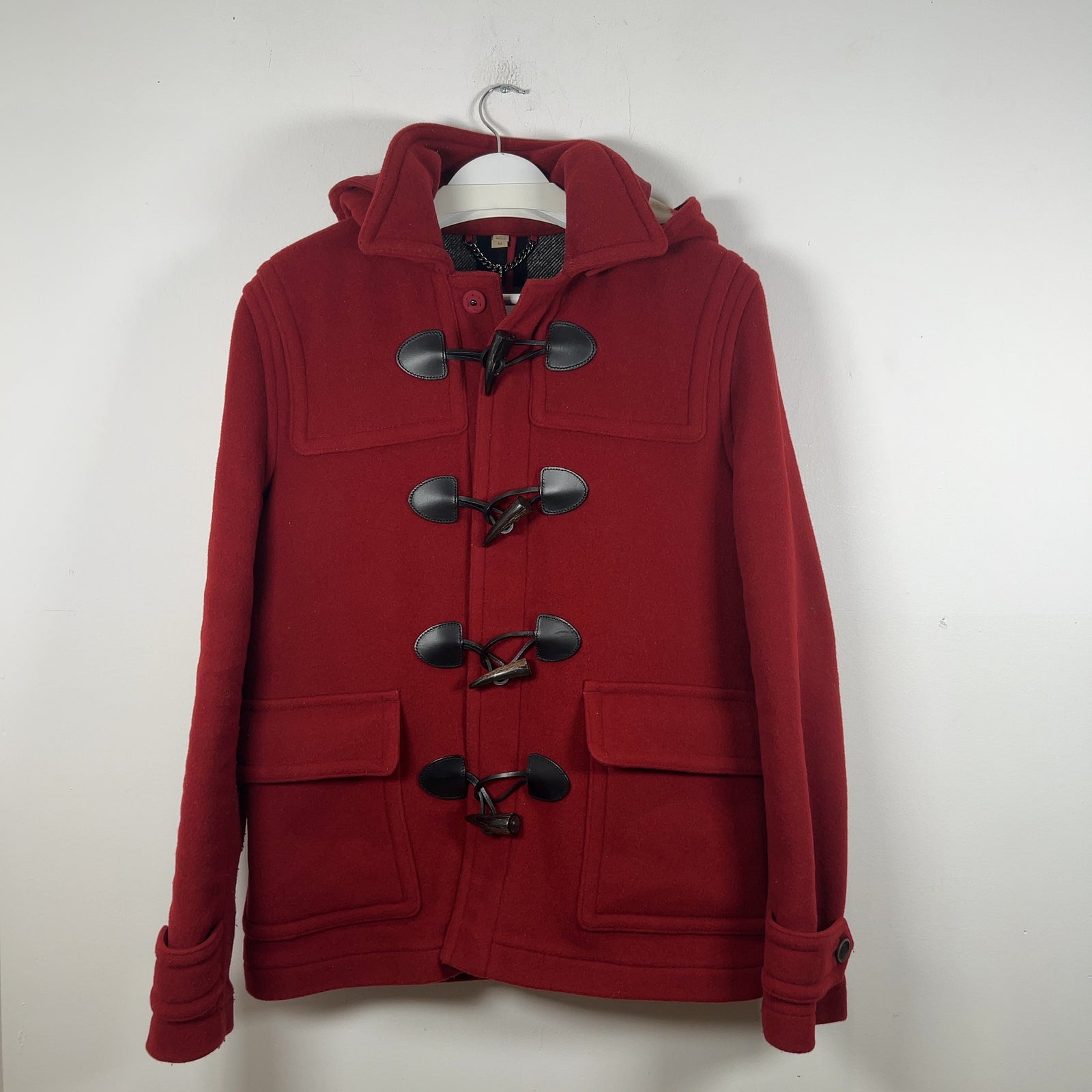 Burberry Red Wool Hooded Peacoat
