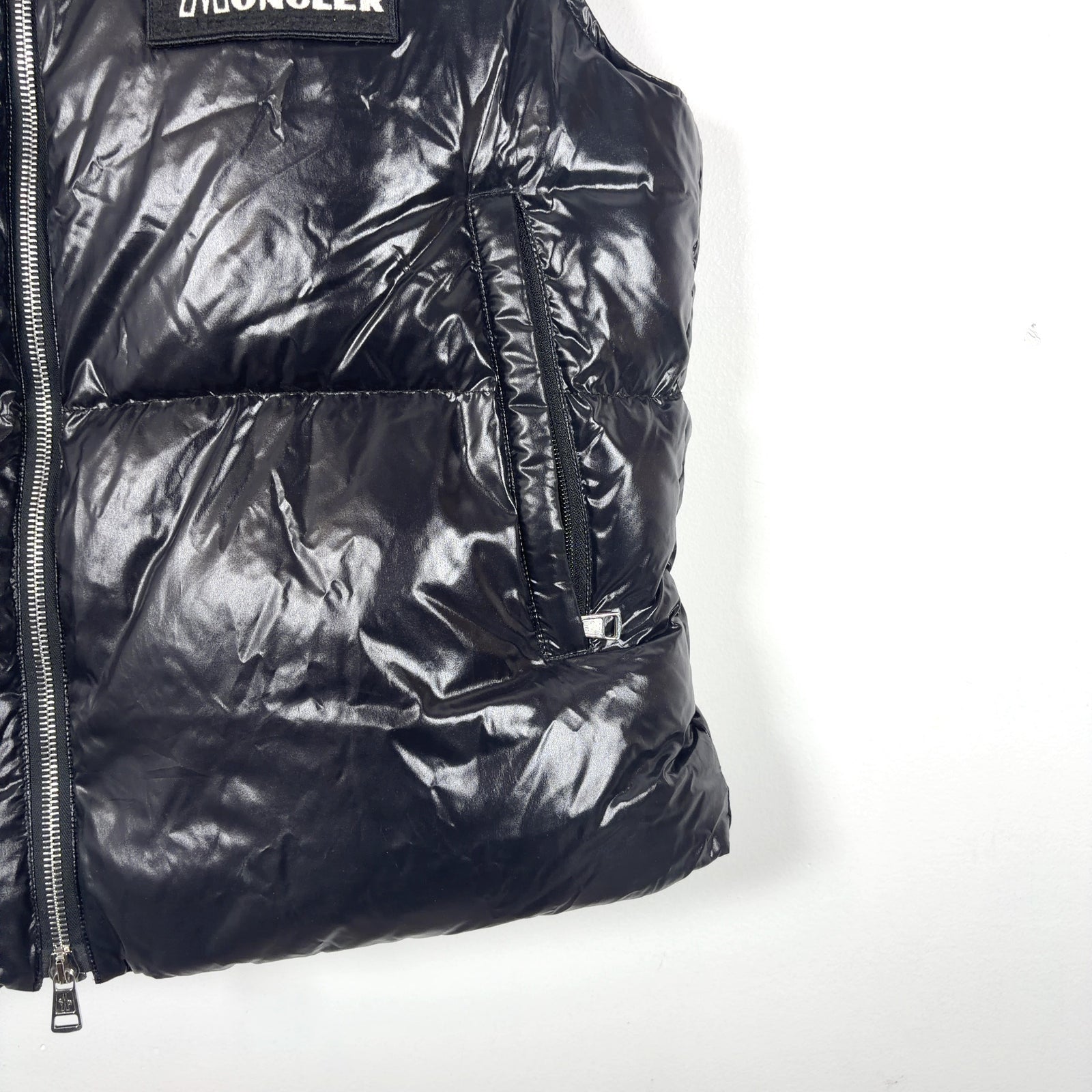 Moncler Shiny Logo Graphic Puffer Vest