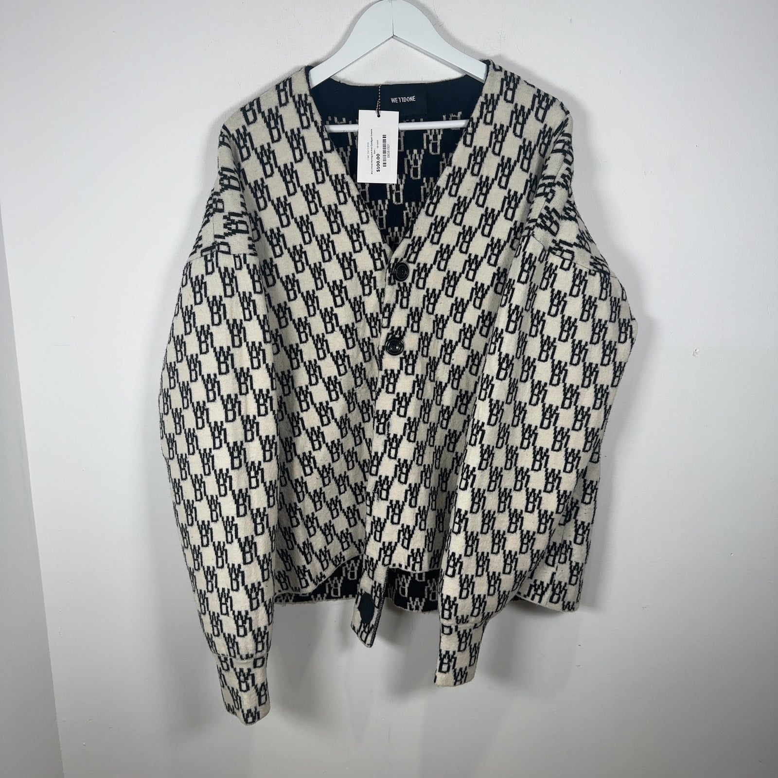 We11Done Monogram Knit Cardigan Sweater Size L