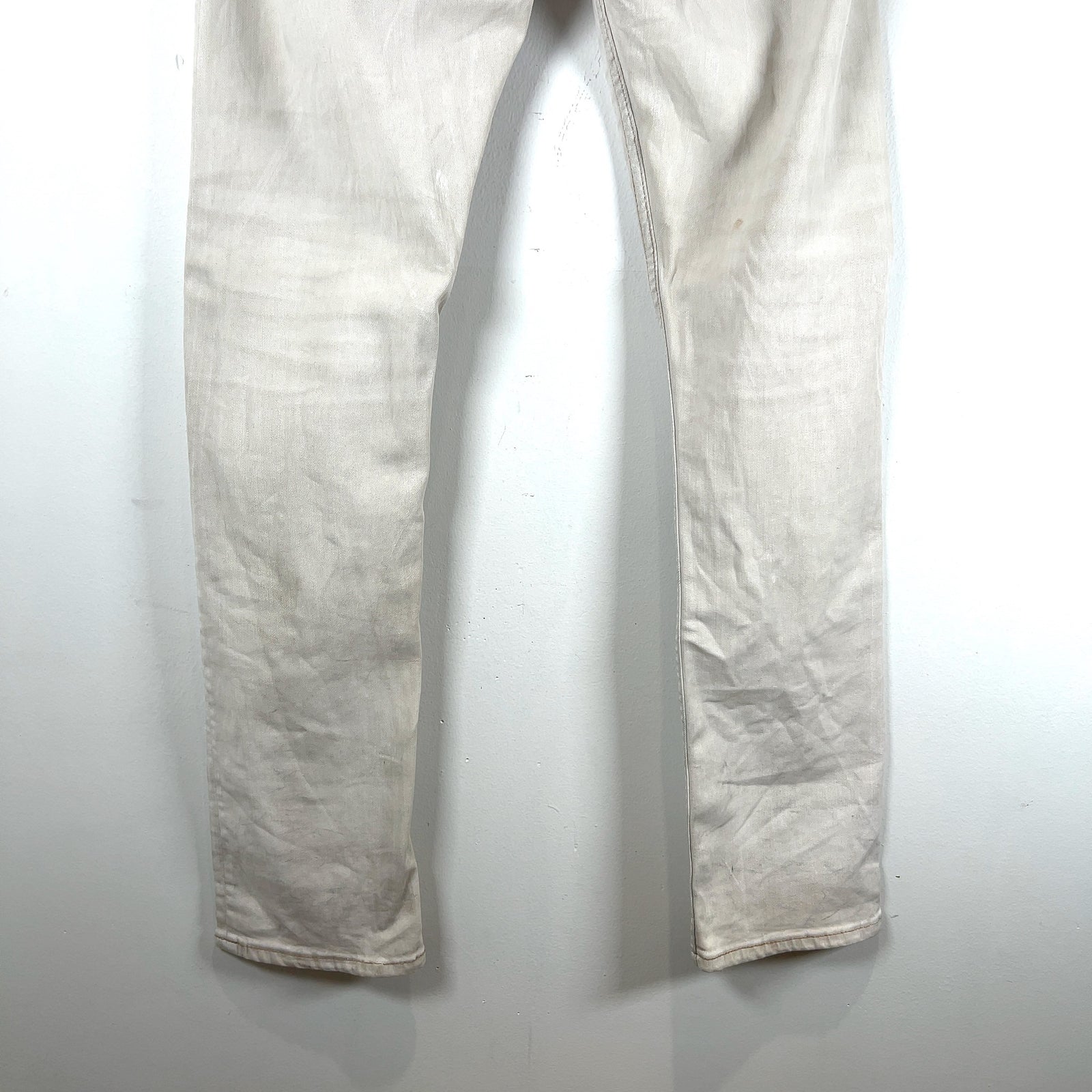 Rick Owens DRKSHDW 'White Wax' Acrylic Painted Detroit Jeans
