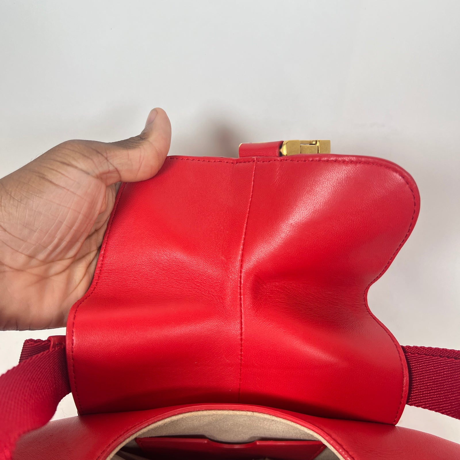 Balmain SS22 Red Calfskin Small Major Shoulder Bag