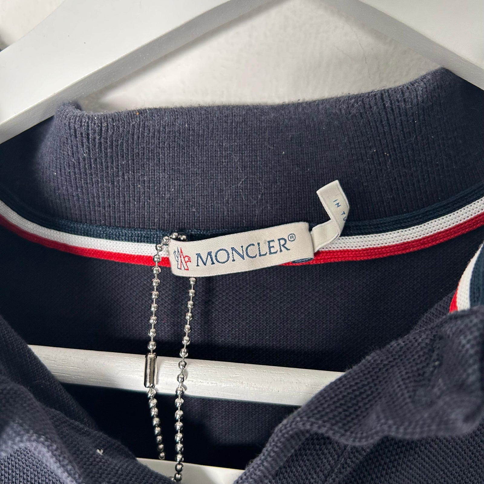 Moncler Navy Short Sleeve Collar T- Shirt Size M