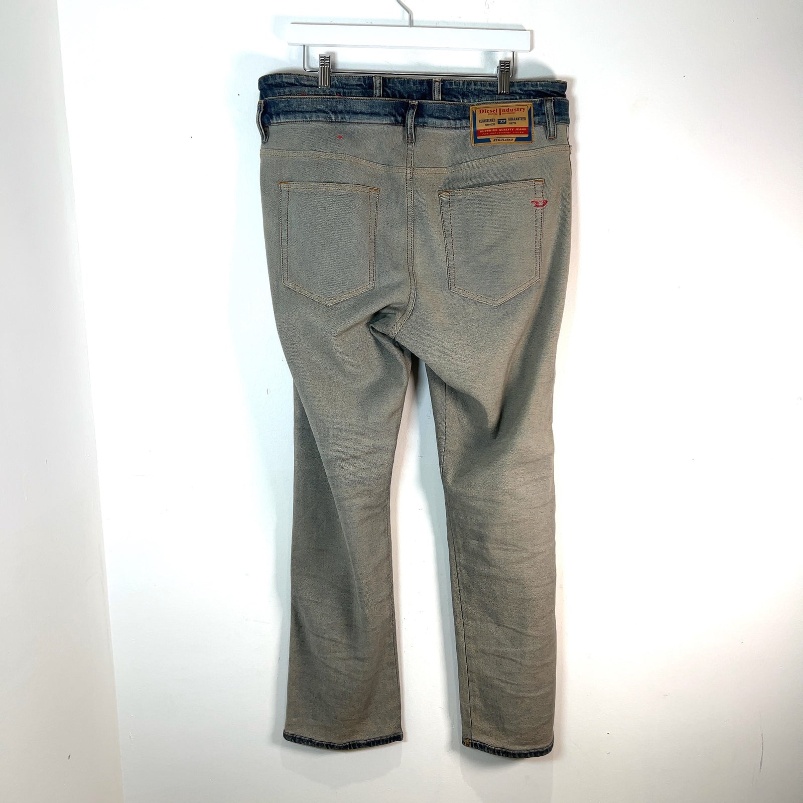 Diesel Inside-Out Double-Waisted Denim Jeans