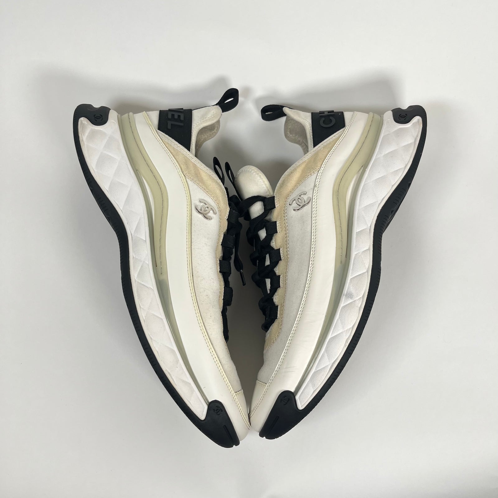 Chanel Interlocking CC Logo Leather Sneakers Size 45