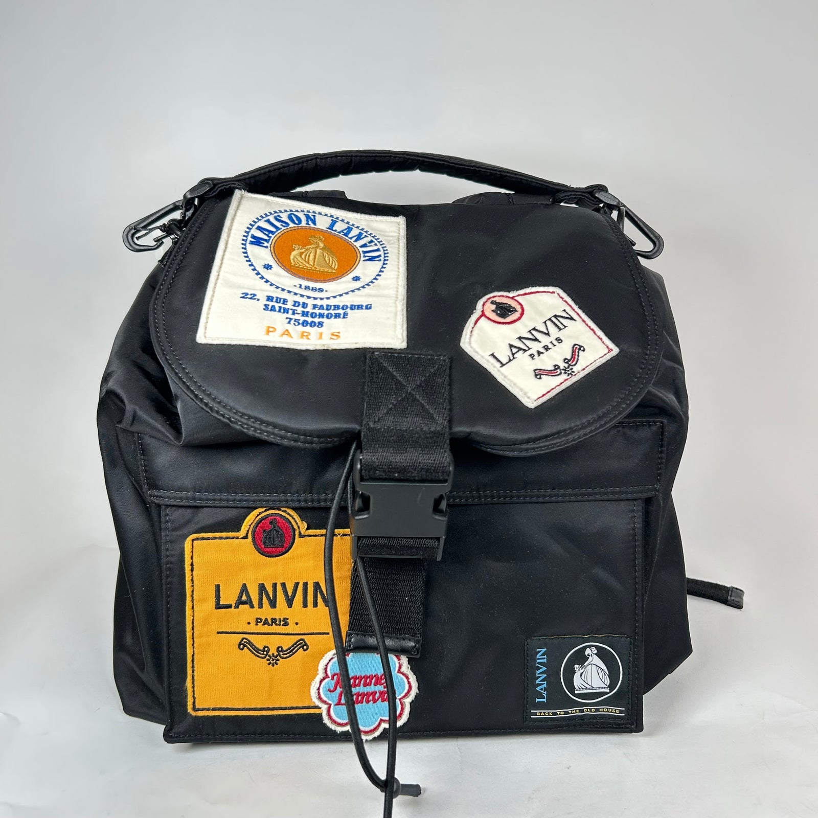 Lanvin Black Travel Patches Backpack