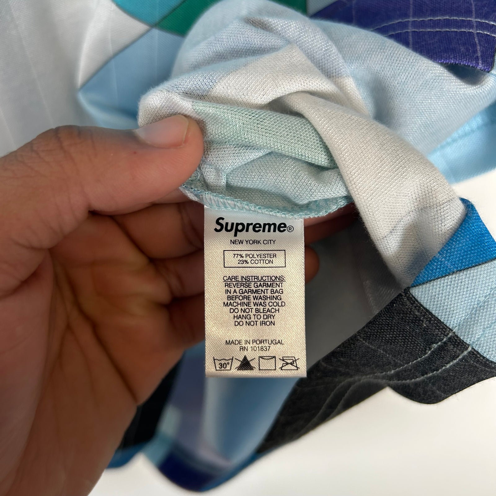 Supreme x Emilio Pucci Blue Soccer Jersey Size M