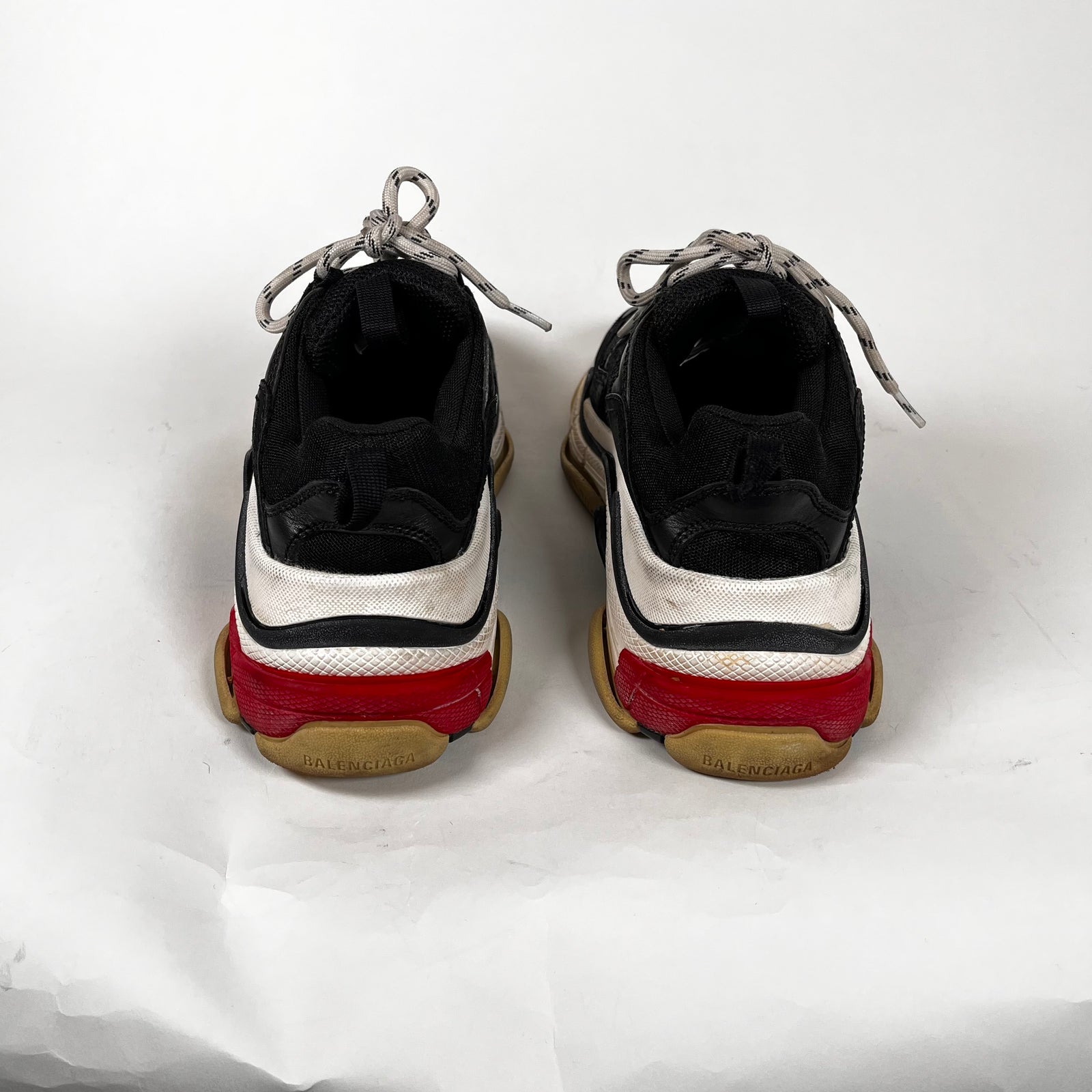 Balenciaga Black/Red Triple S Sneakers Size 38