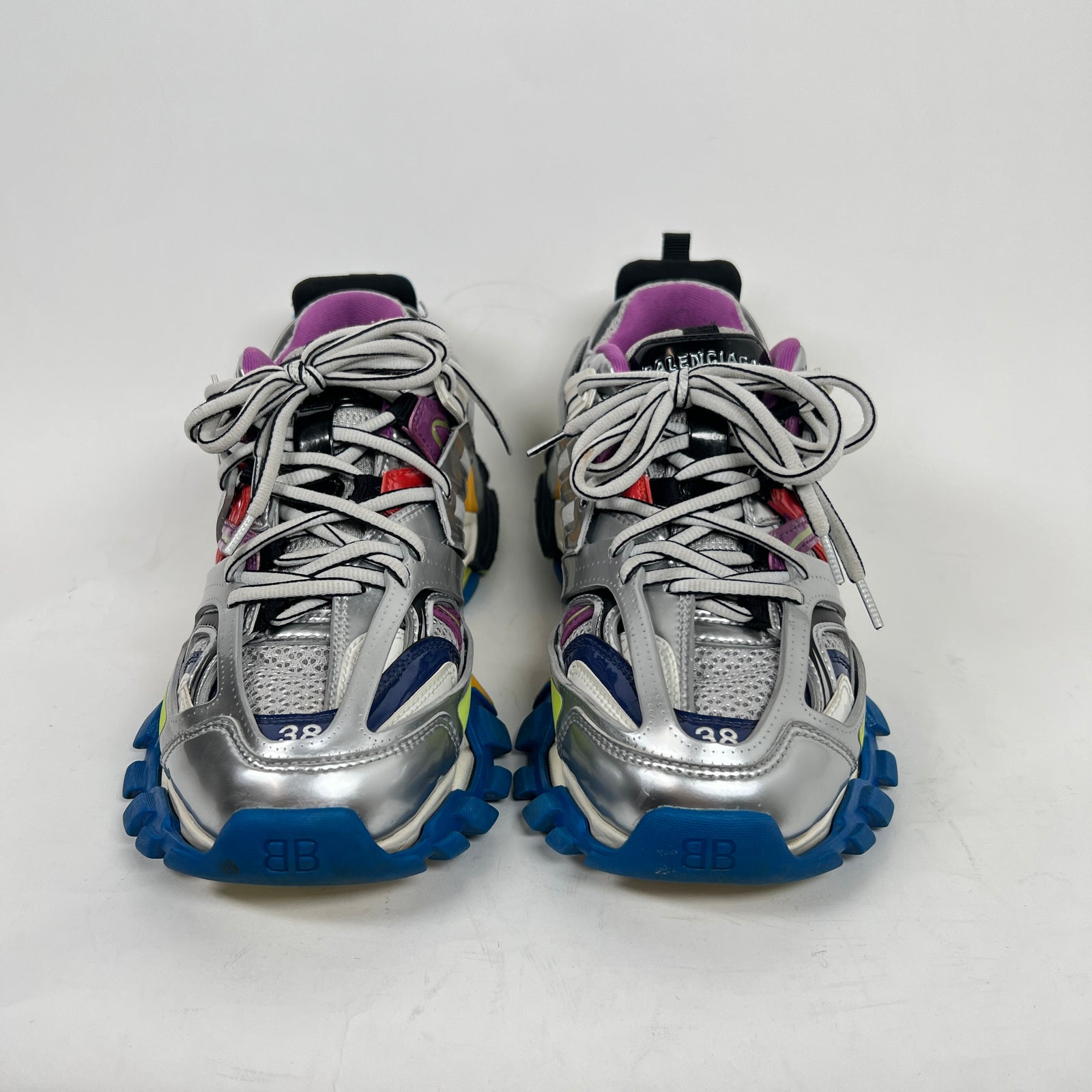 Balenciaga Multi Color Metallic Track Sneaker Size 38