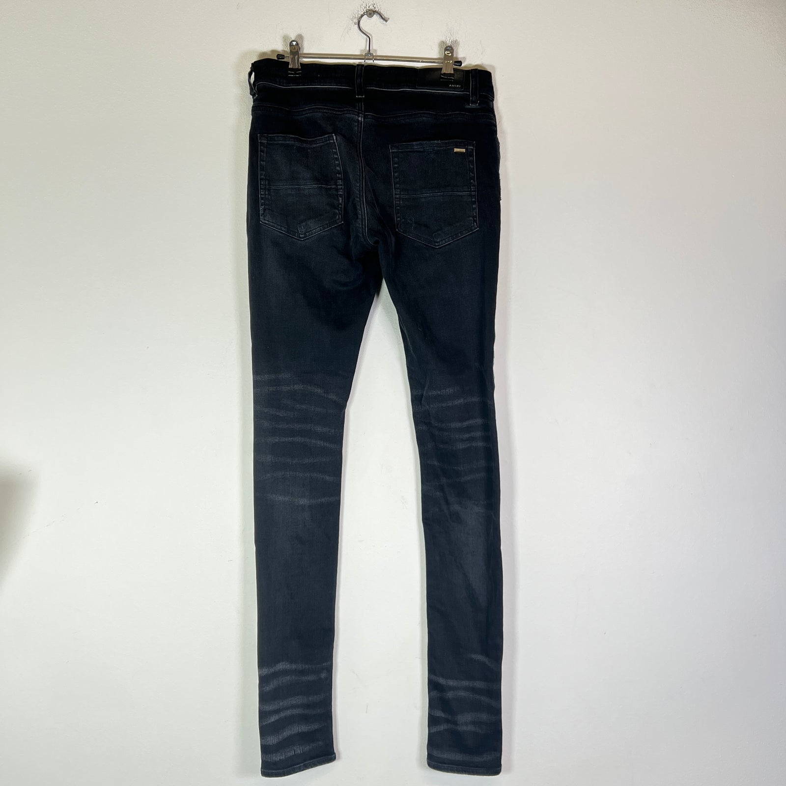 Amiri Black Paint Drip Logo Denim Jeans