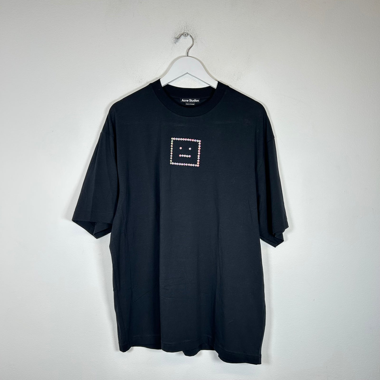 Acne Studios Black Studded Face T-shirt Size L