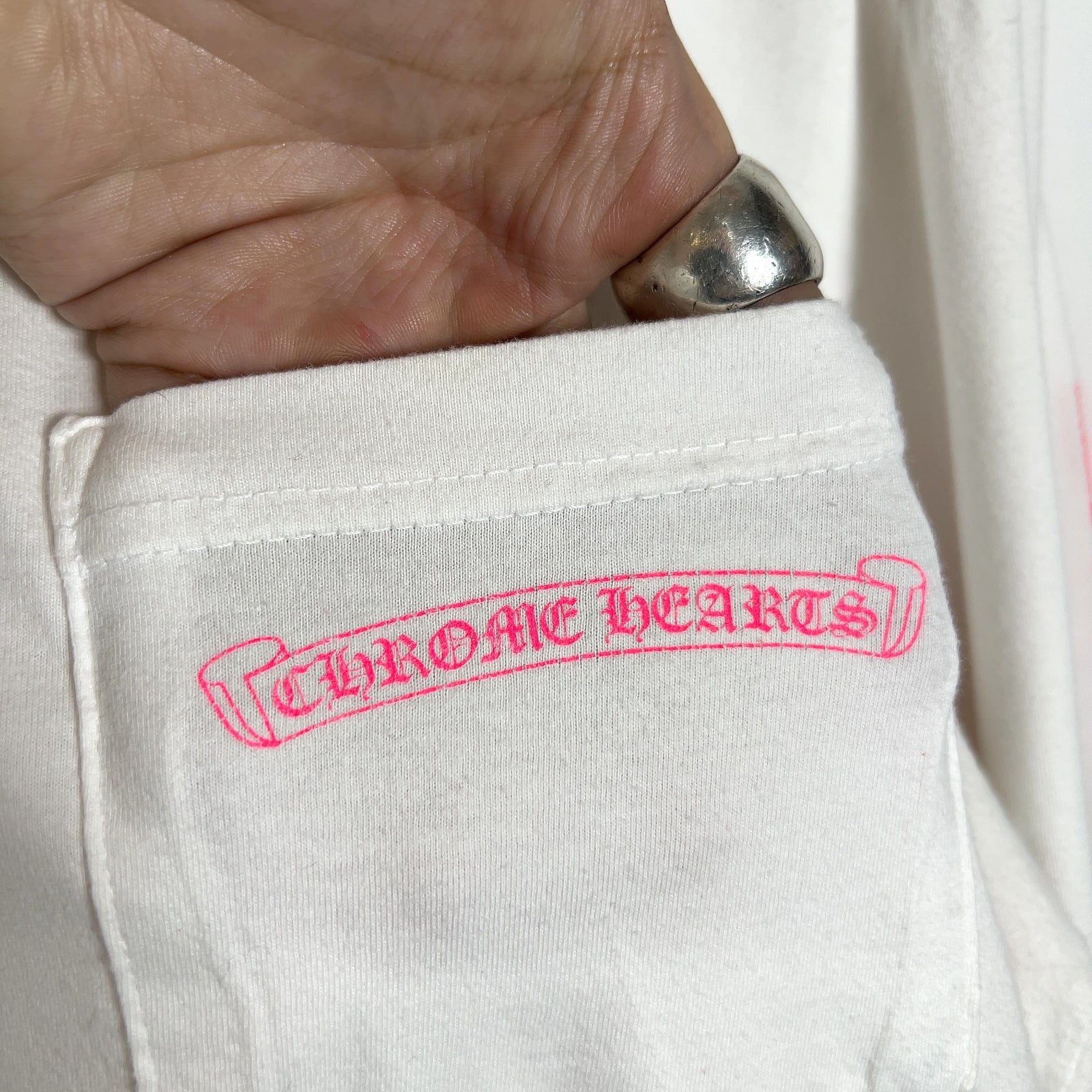 Chrome Hearts Pink Spell Out Logo Bar Longsleeve