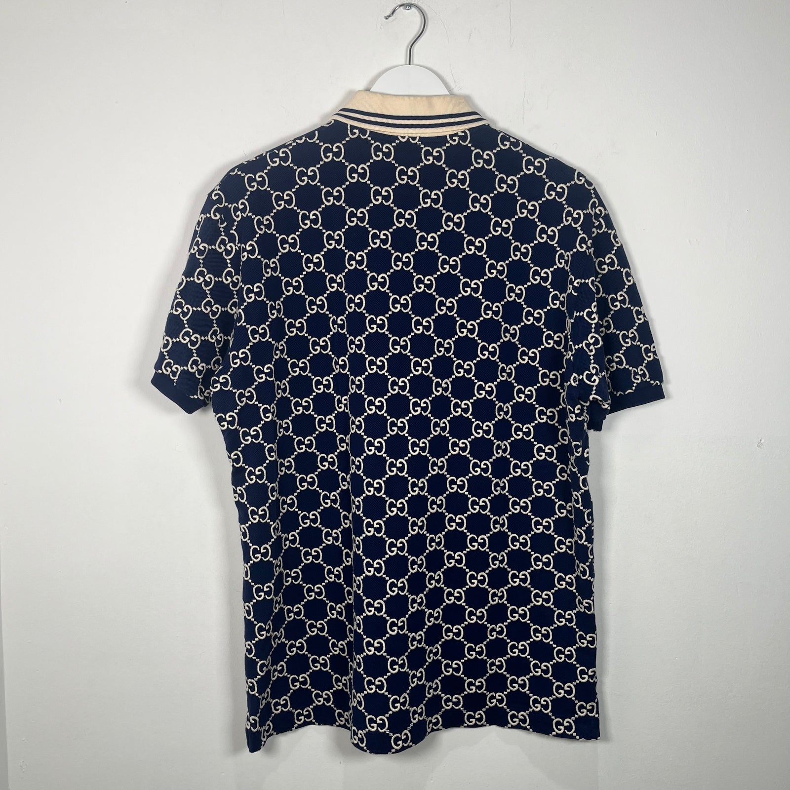 Gucci Navy GG Monogram Polo Shirt Size M