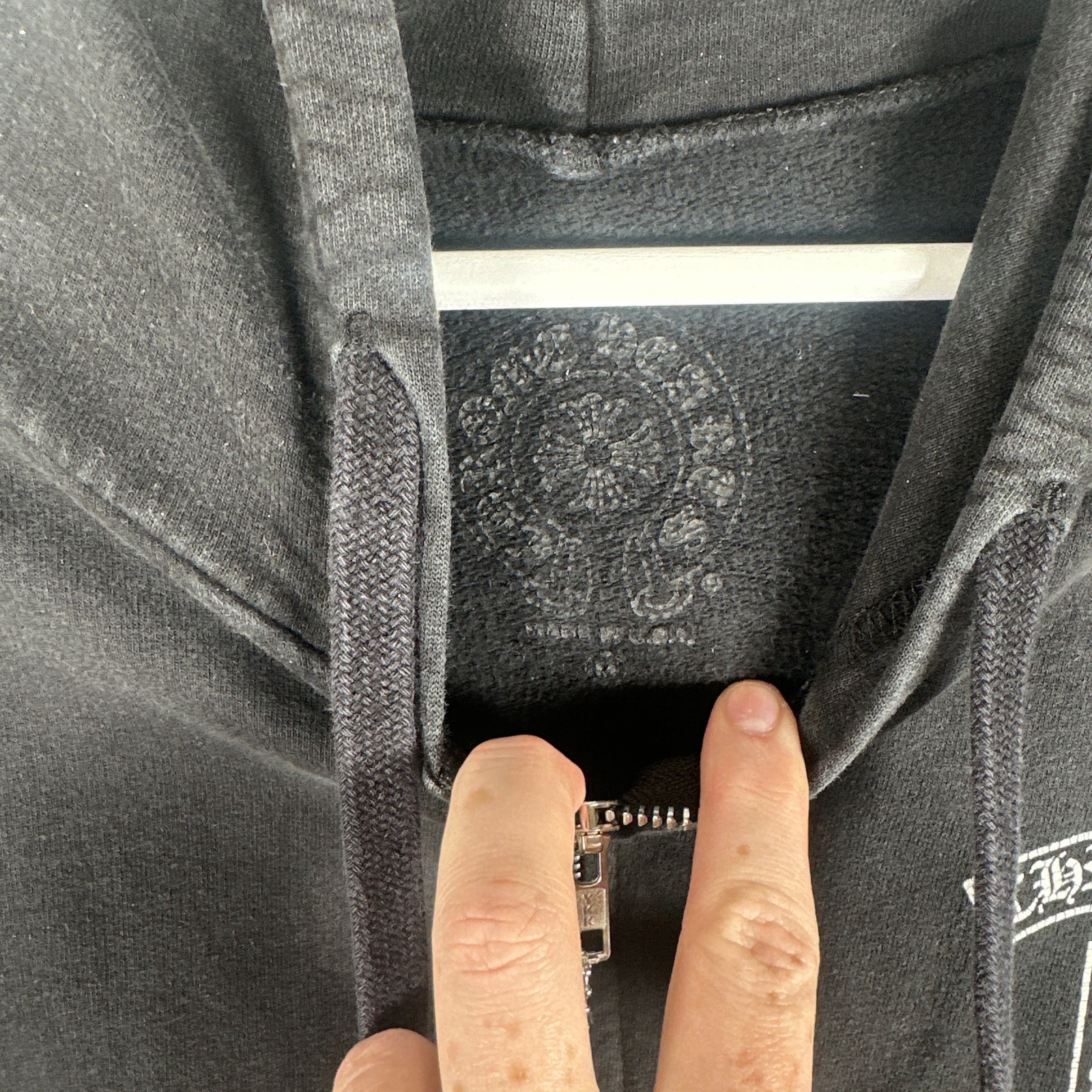 Chrome Hearts Spell-Out Back Graphic Zip Up Hoodie Size M