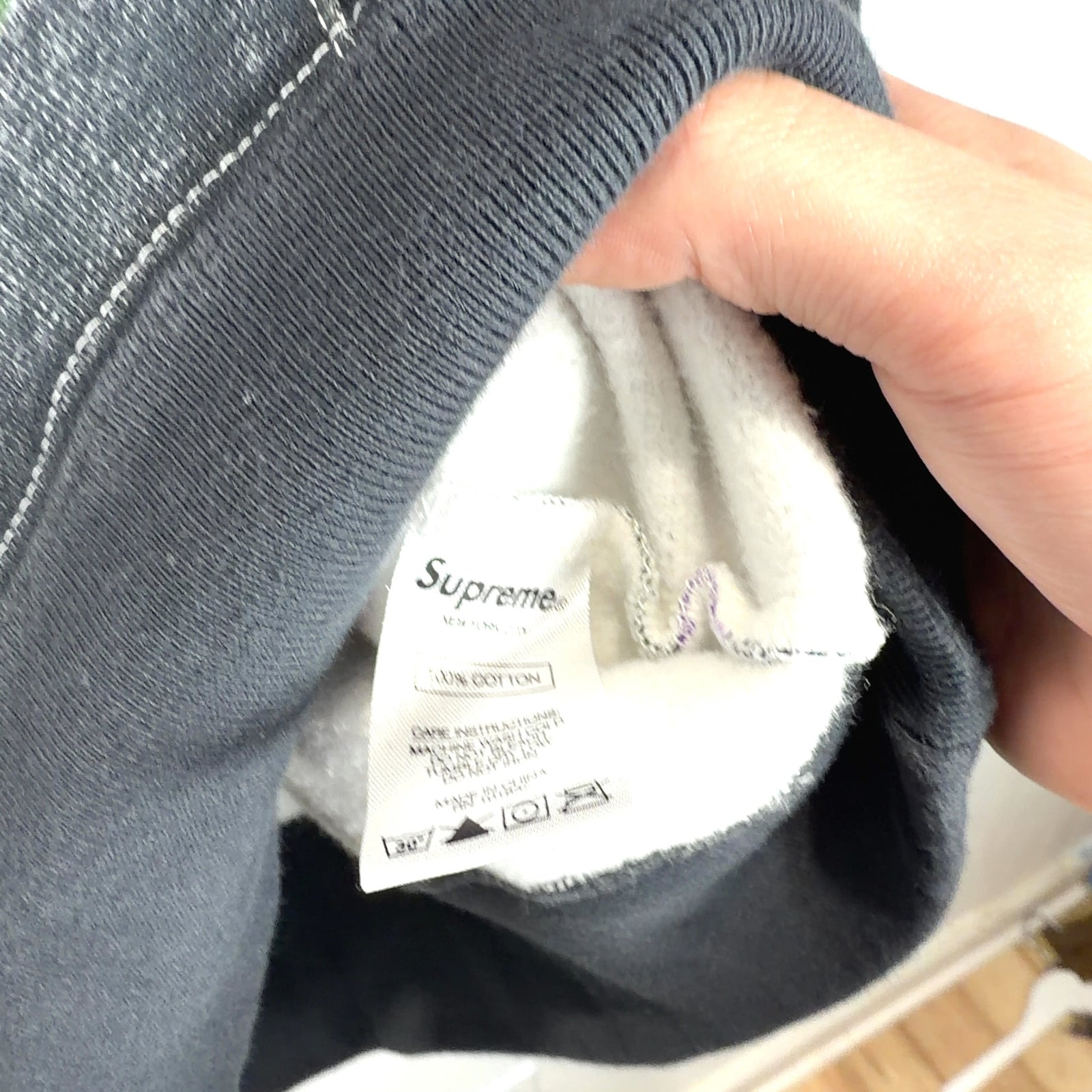 Supreme Striped Logo Pull-Over Hoodie