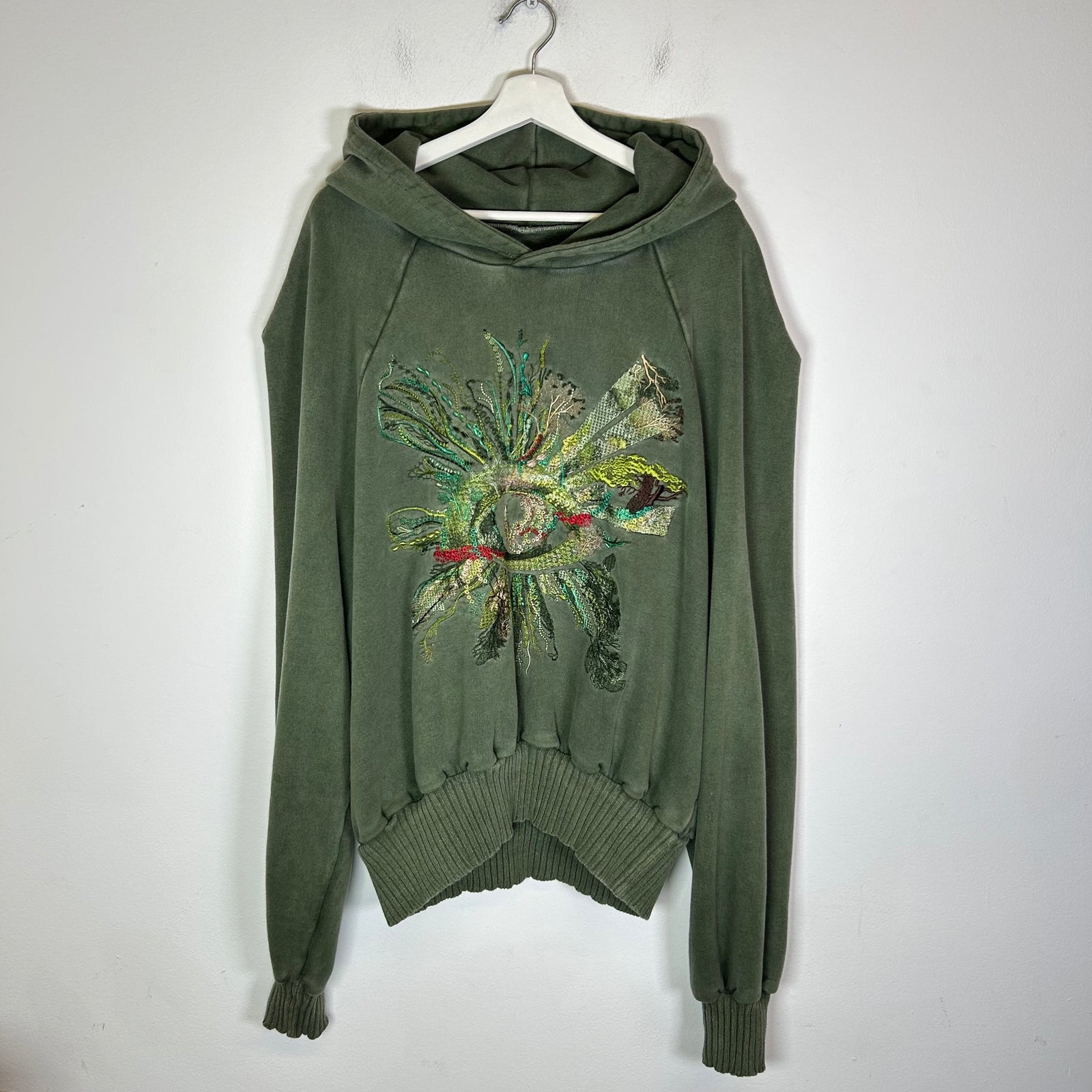 House Of Errors Washed Green Embroidered Hoodie