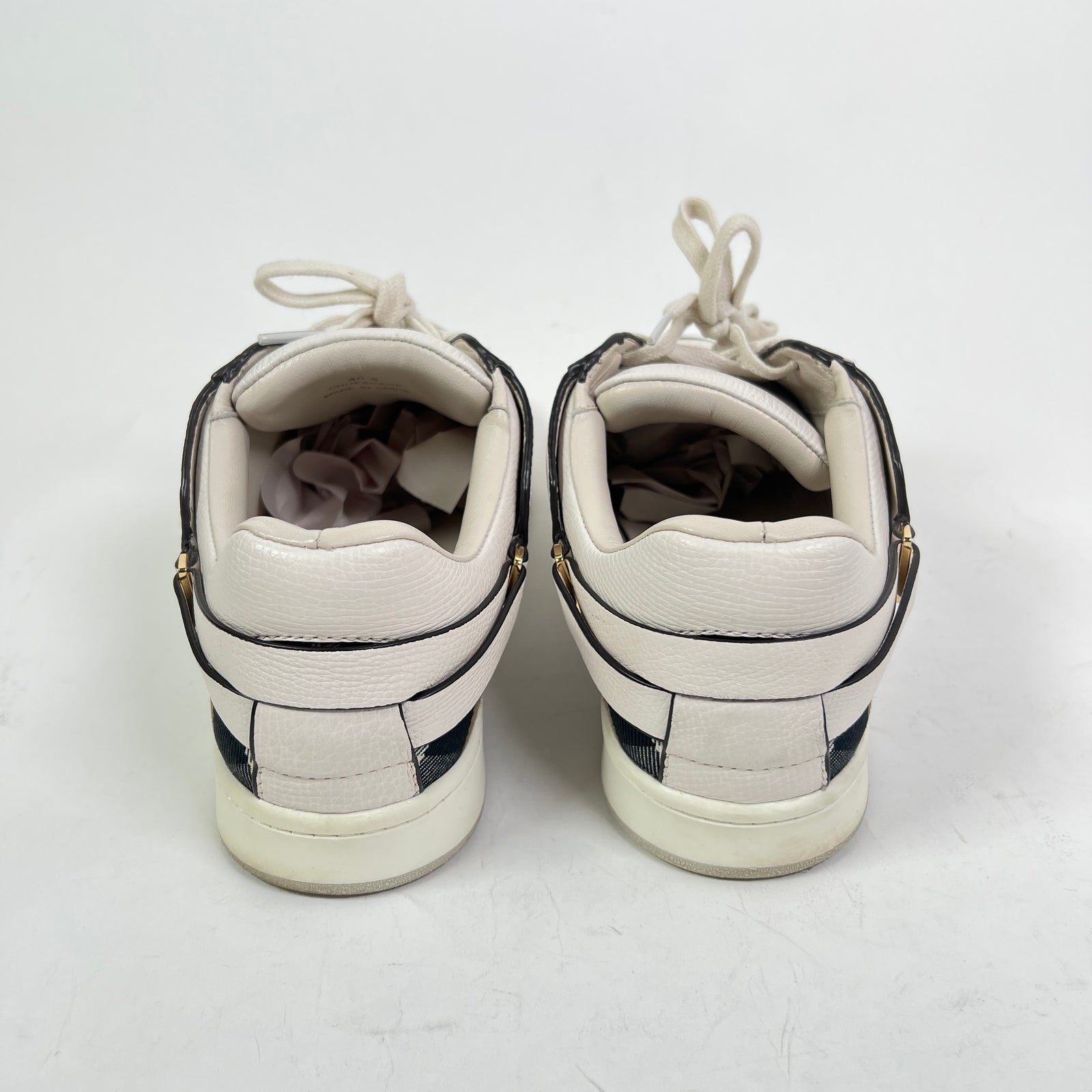 Burberry White Check Leather Low-Top Sneaker