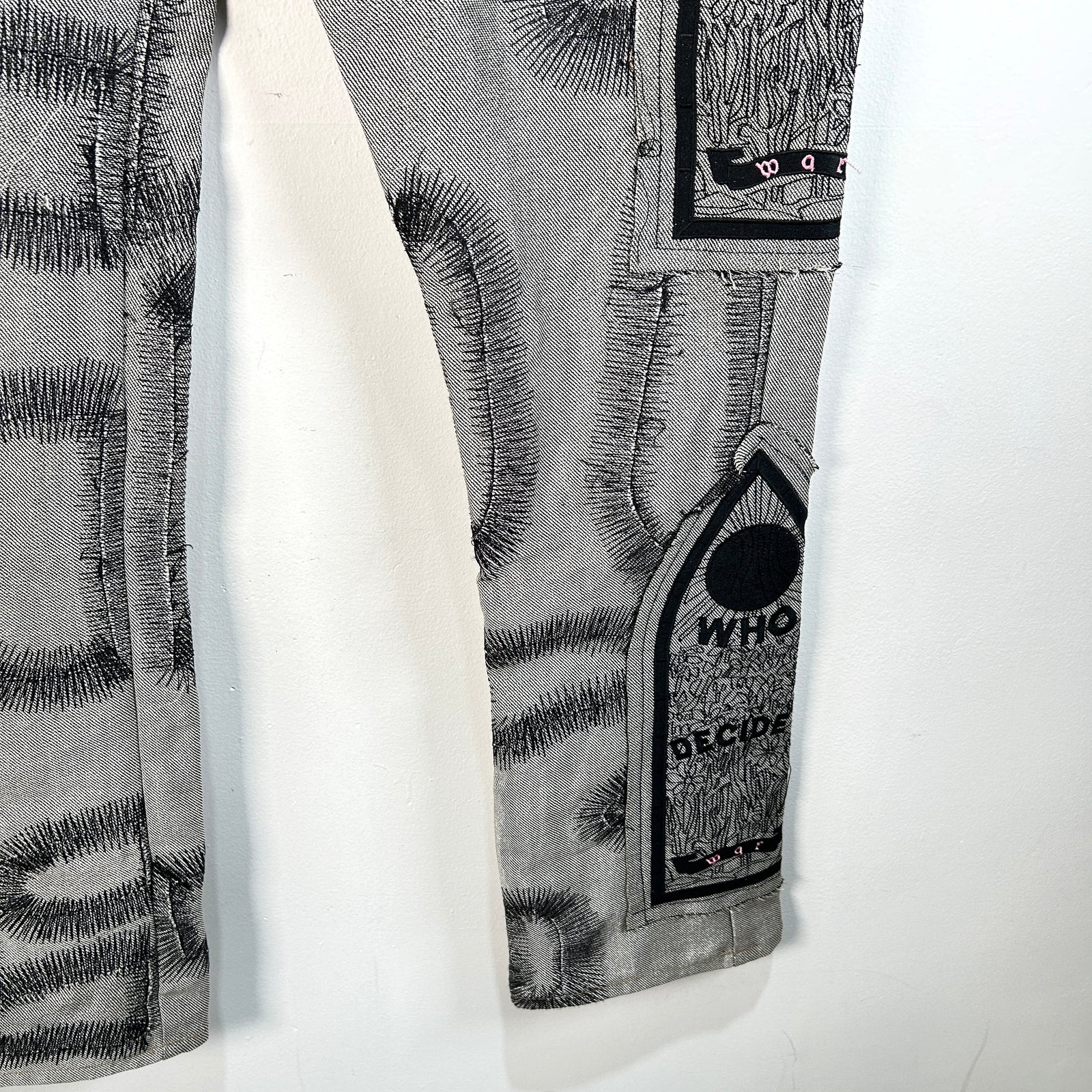 Who Decides War Metallic Silver Stained Glasses Jeans Size 36