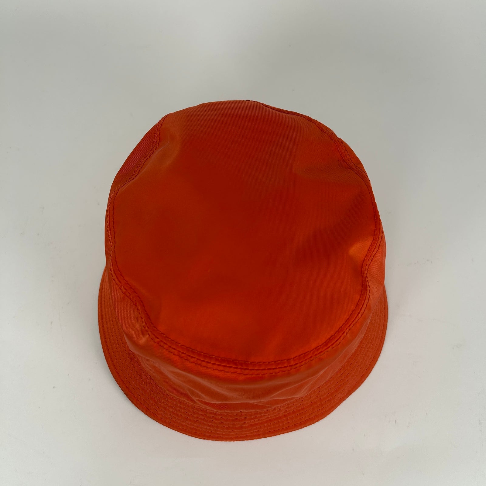 Prada Orange Nylon Logo Bucket Hat Size M