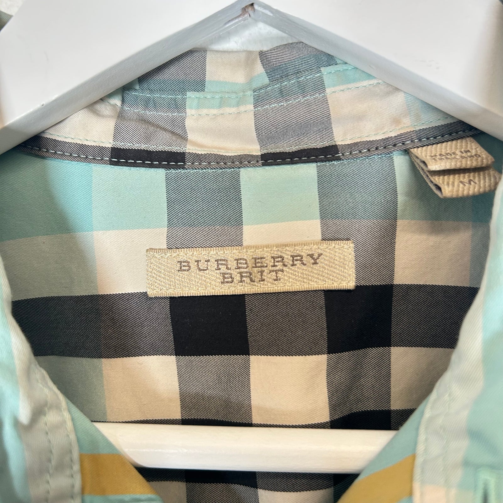 Burberry Brit Teal/Yellow Check LS Button Up Shirt