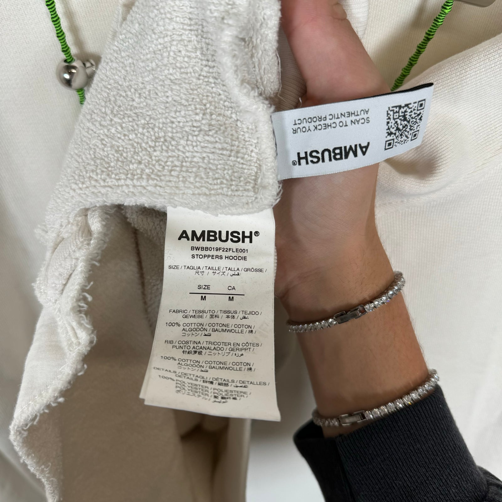 Ambush White Drawstring Hoodie Size M