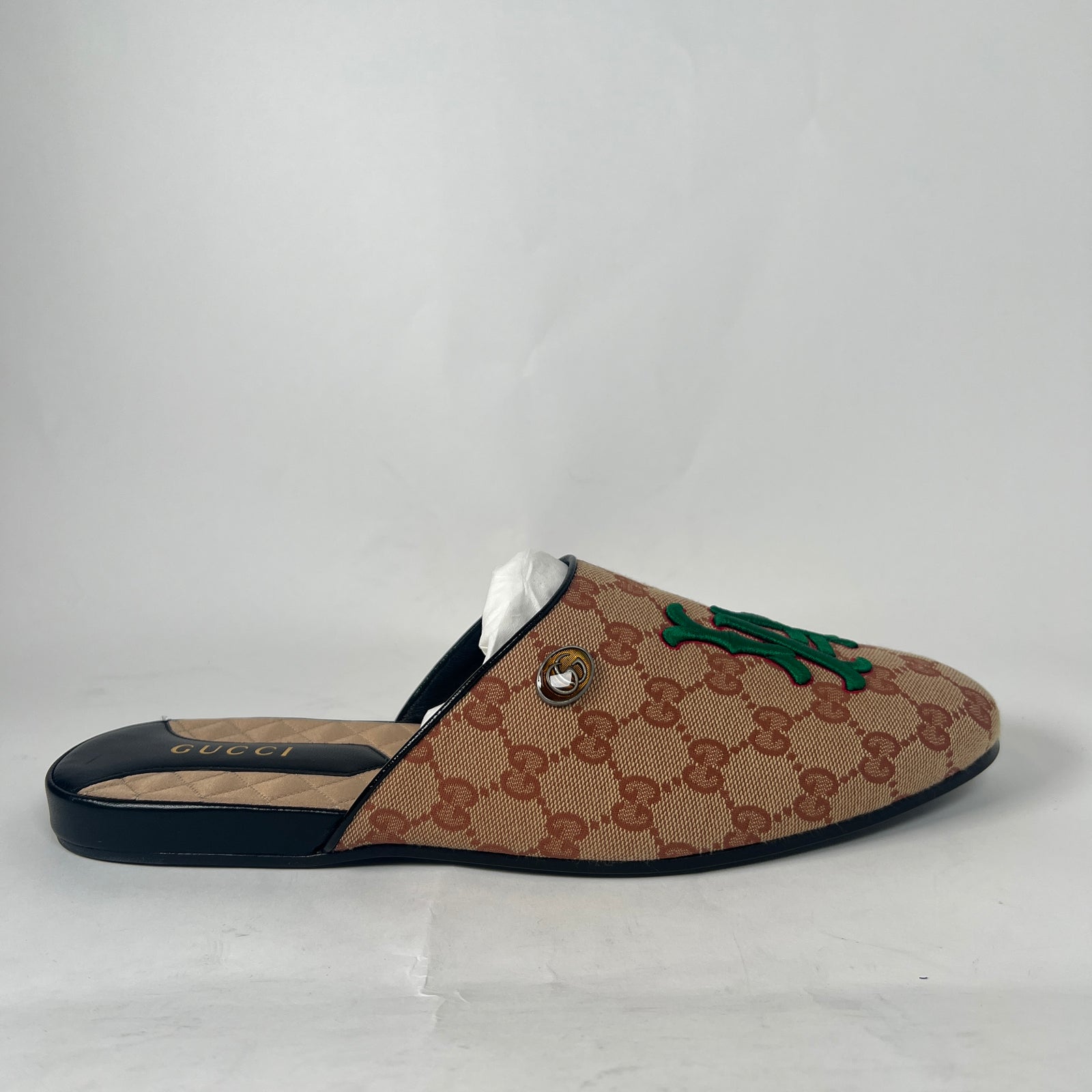 Gucci Beige LA Angels GG Monogram Mules Size GG 9.5