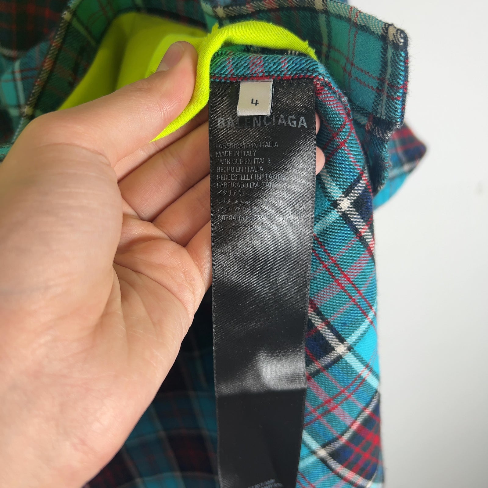 Balenciaga Neon/Flannel Hybrid Trompe L'oeil Shirt