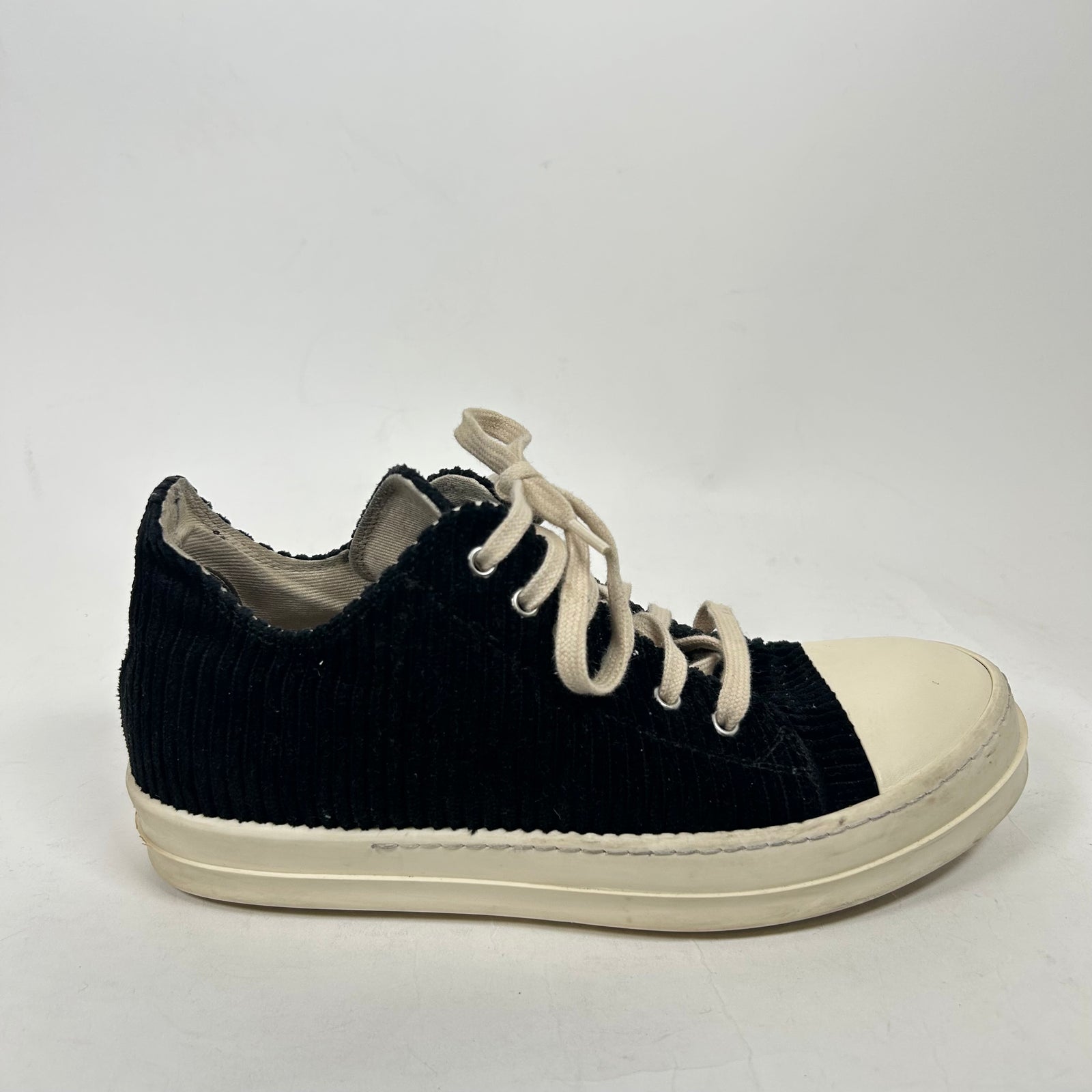 Rick Owens DrkShdw Black Corduroy Low Top Ramones Size 41