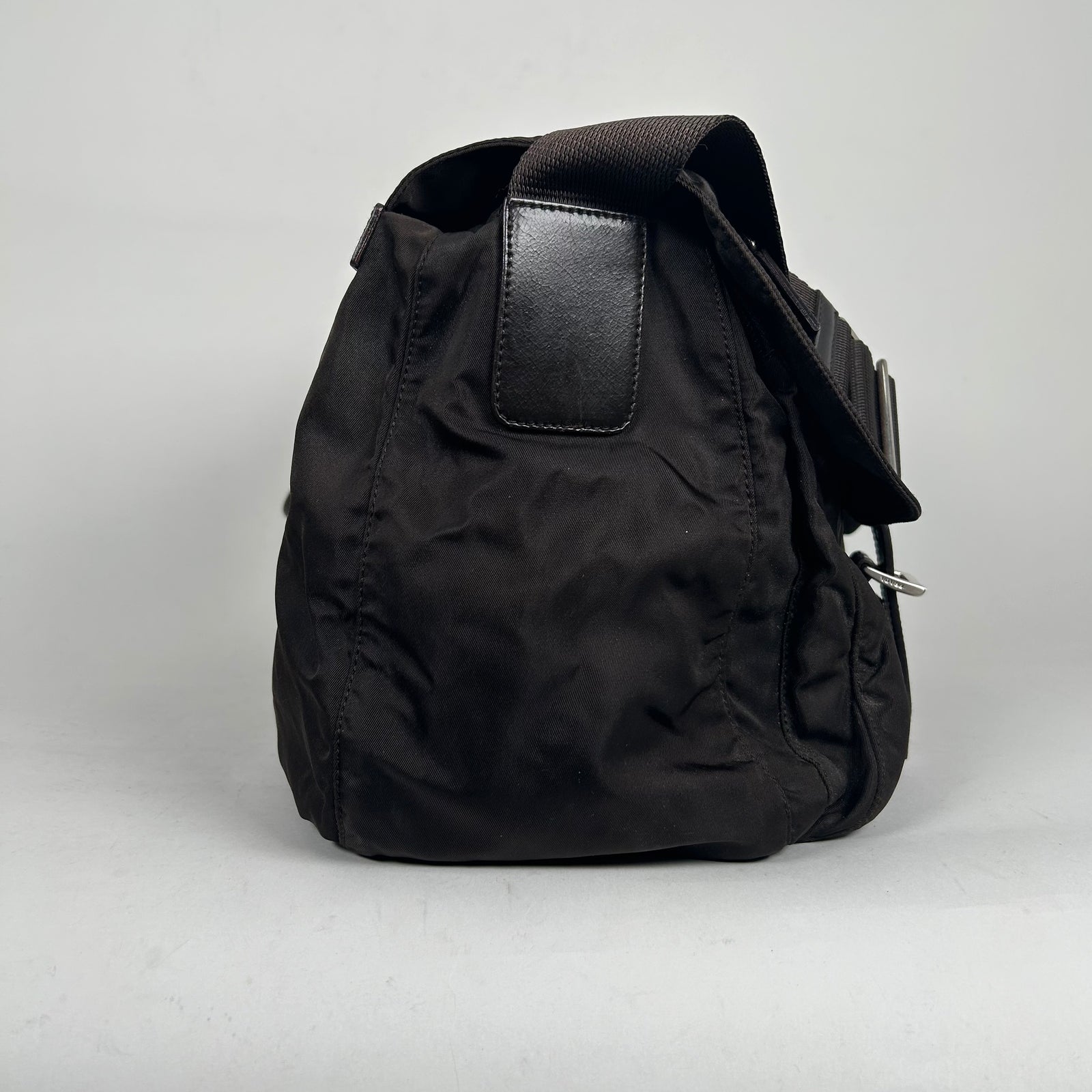 Prada Brown Messenger Buckle Bag