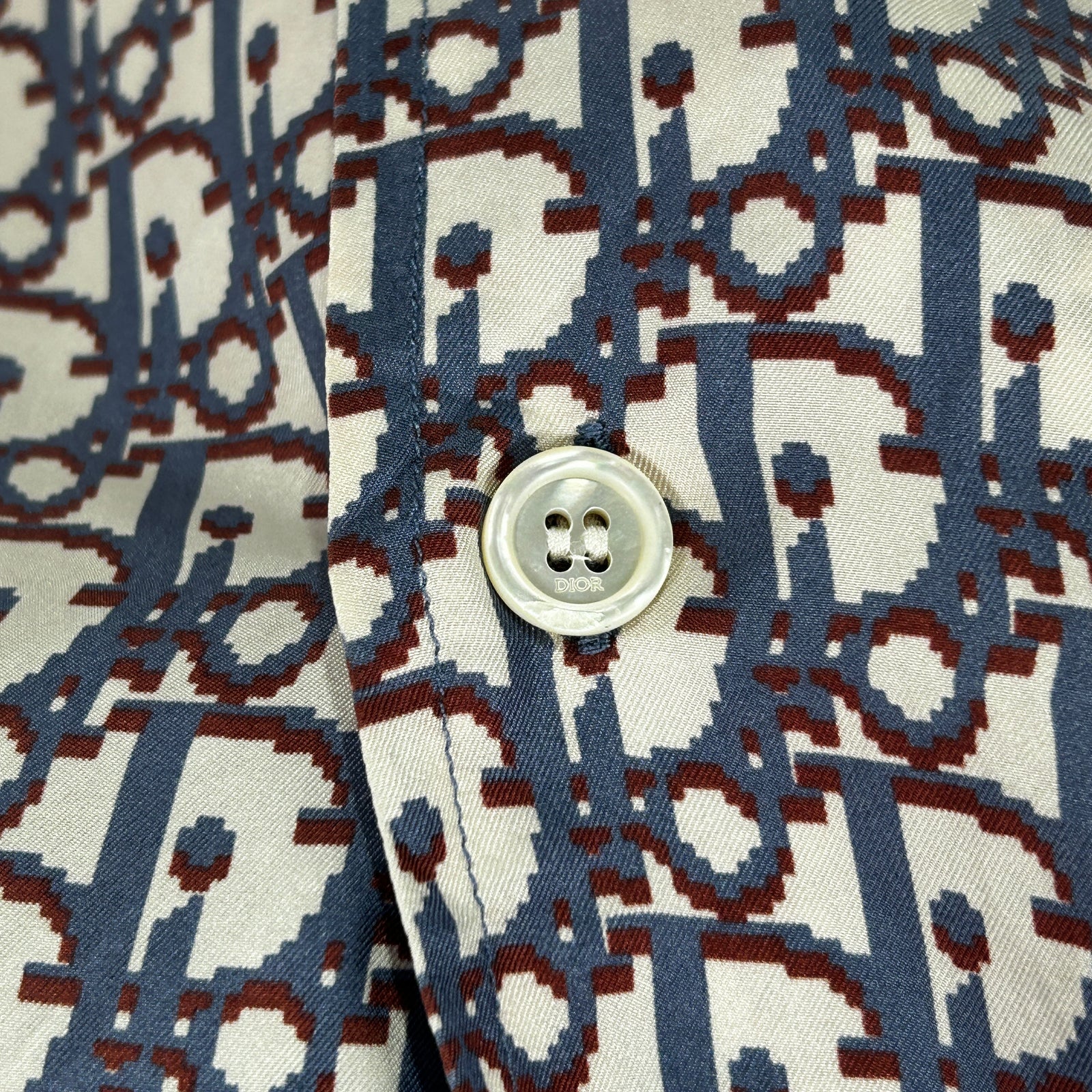 Dior Oblique Monogram Silk Button Up Shirt Size 38