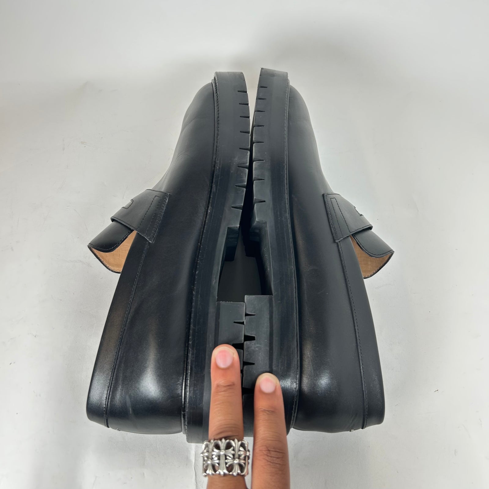 Maison Margiela Black Leather Tabi Loafer Size 44